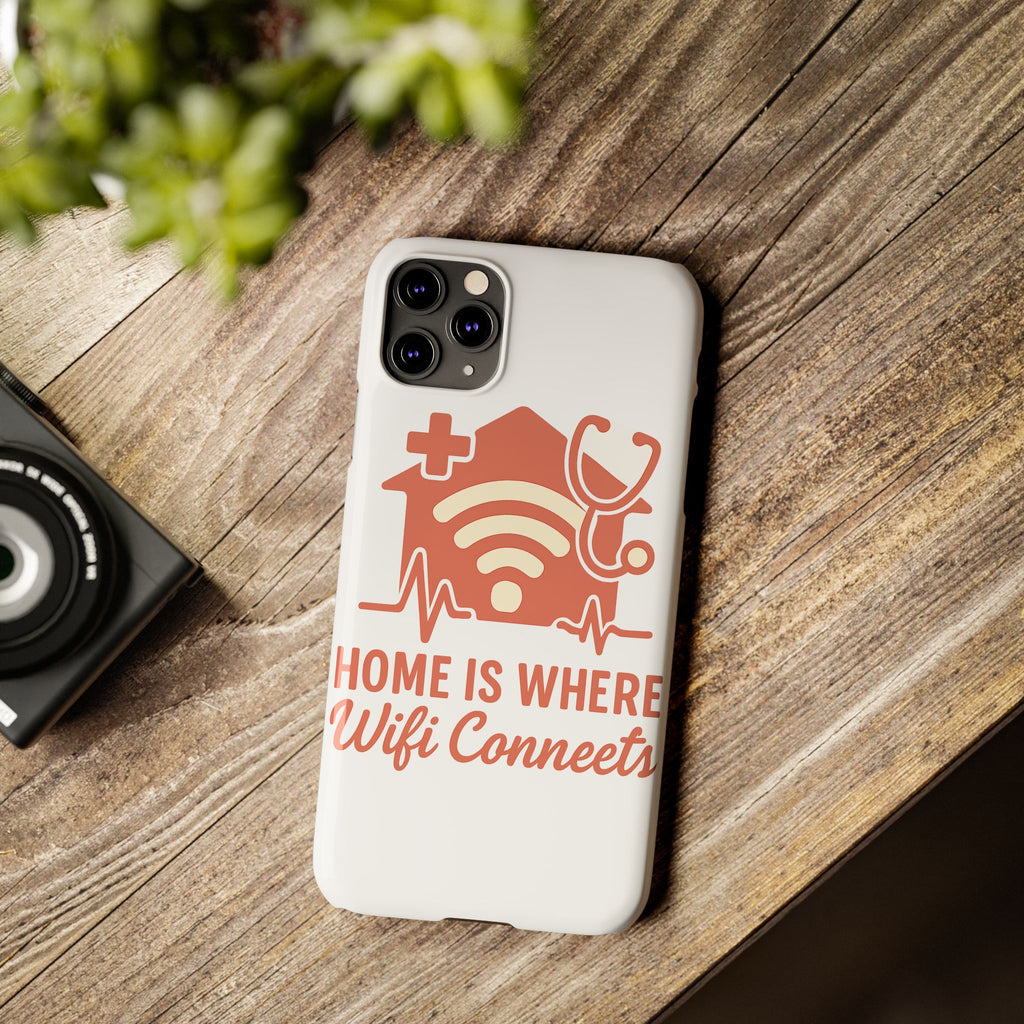 Home Is Where WiFi Connects Phone Case | Funny Tech Lover Gift | Minimalist House Phone Cover | Millennial Gen Z Humor Case