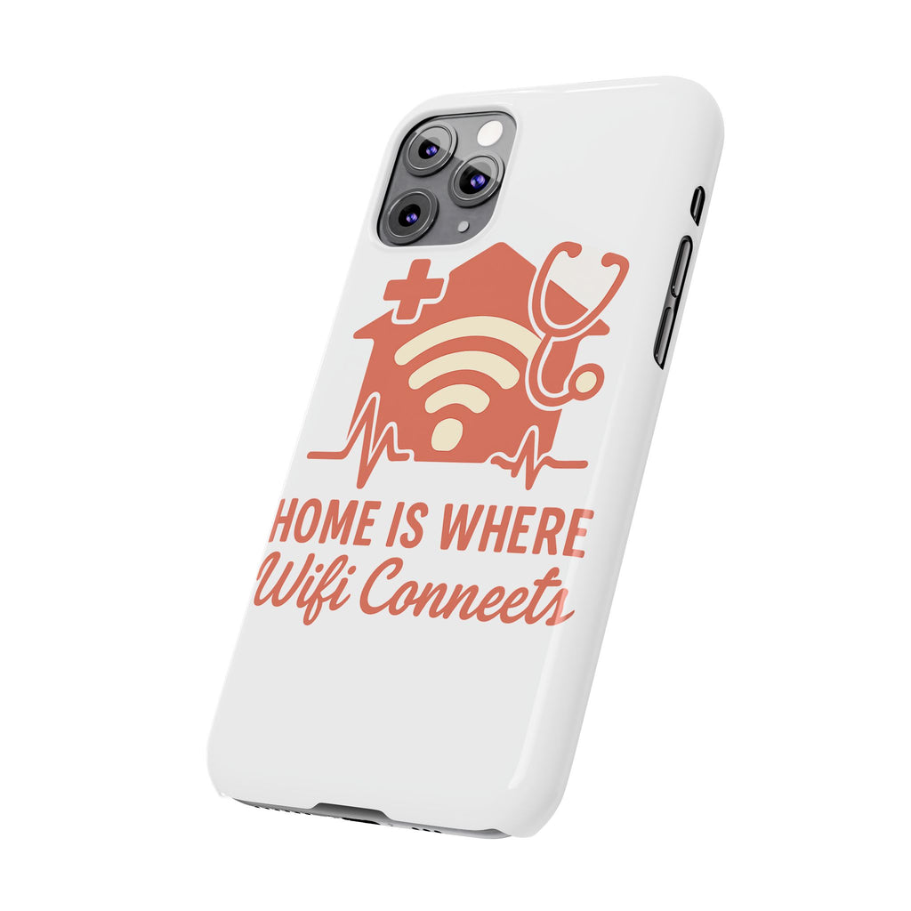 Home Is Where WiFi Connects Phone Case | Funny Tech Lover Gift | Minimalist House Phone Cover | Millennial Gen Z Humor Case