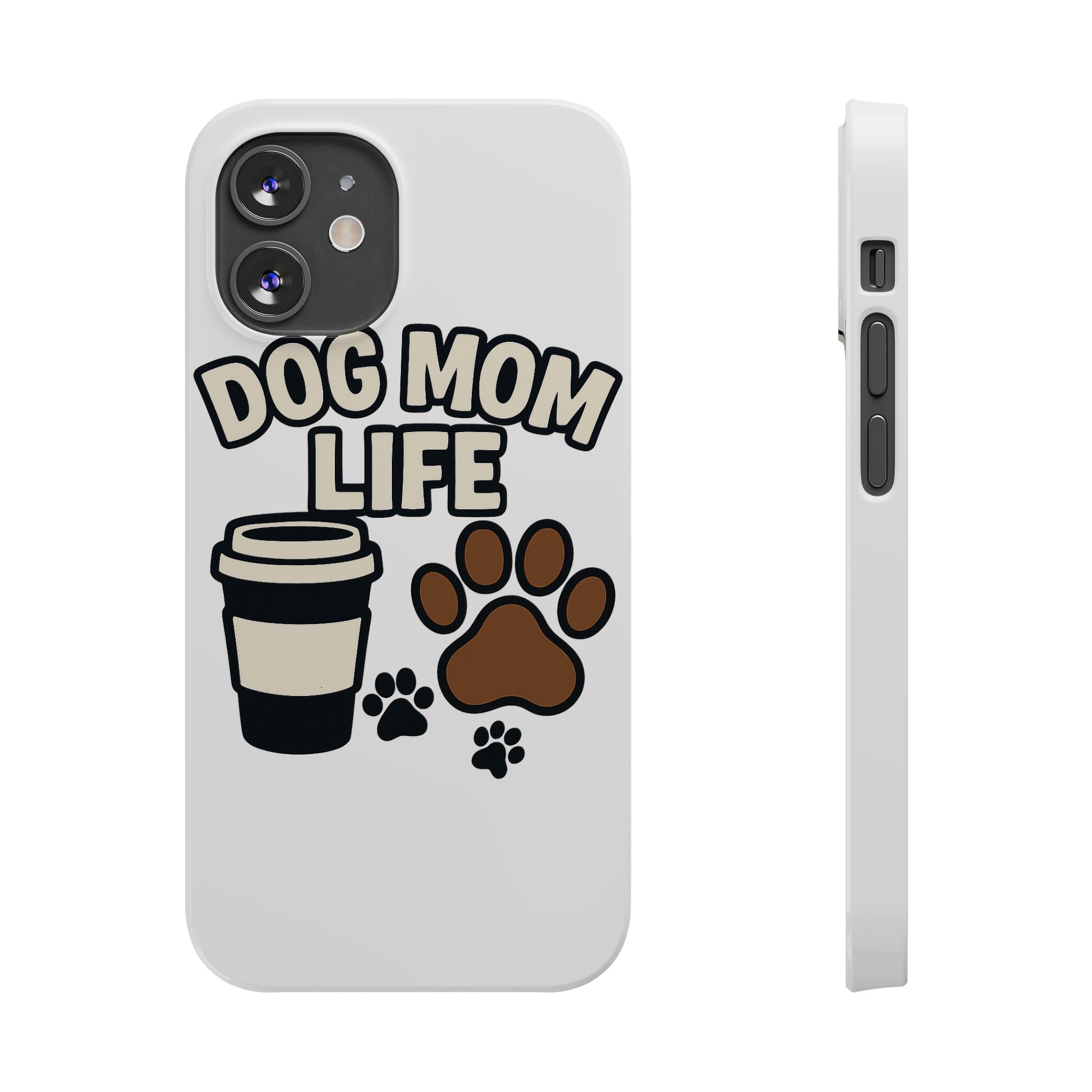 Dog Mom Life Phone Case, Coffee & Paws Illustrated Design, Gift for Dog Lover, Pet Parent Phone Case, Dog Owner Gift