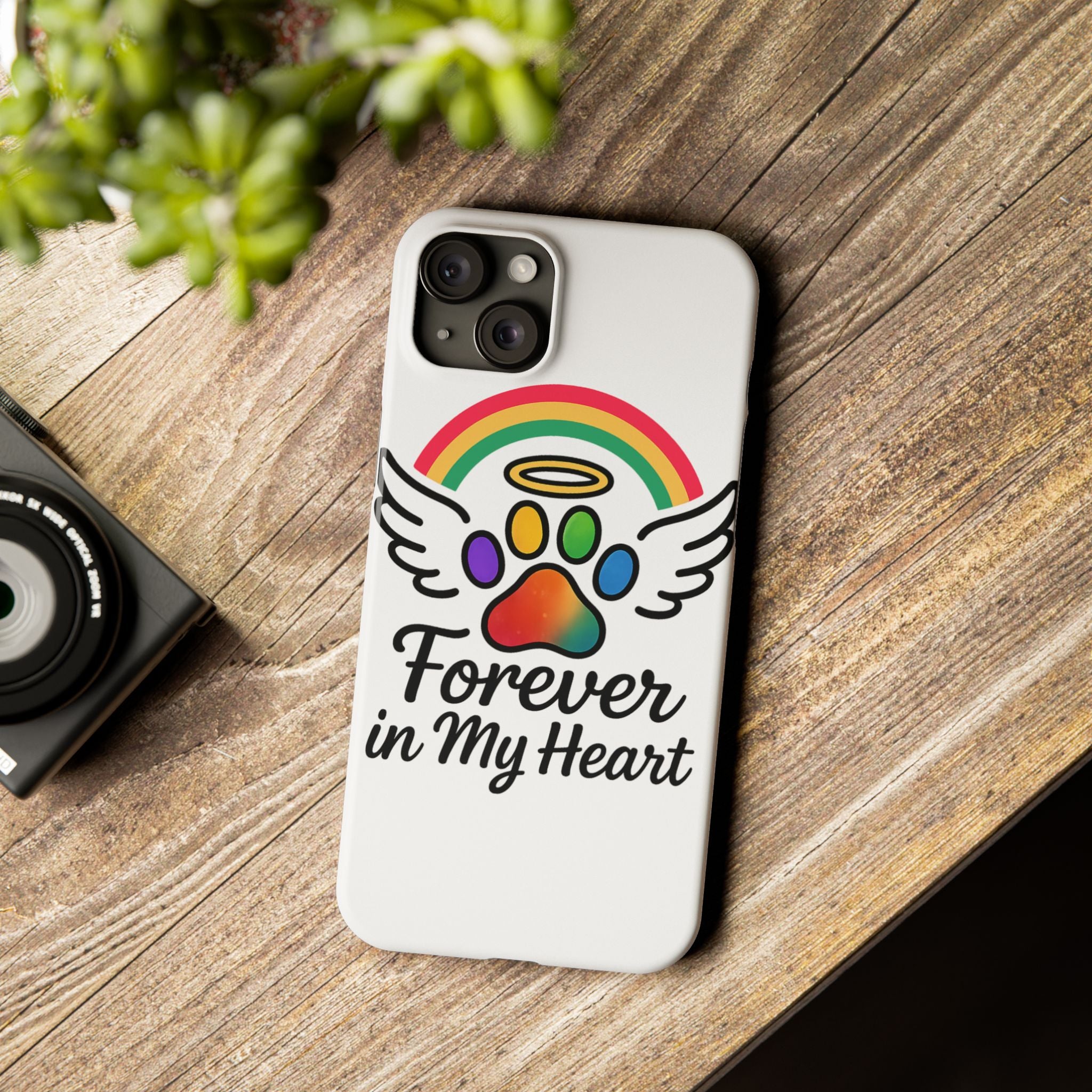 Rainbow Bridge Pet Memorial Phone Case Forever in My Heart Dog Cat Loss Sympathy Gift Remembrance Watercolor Paw Print Angel Pet