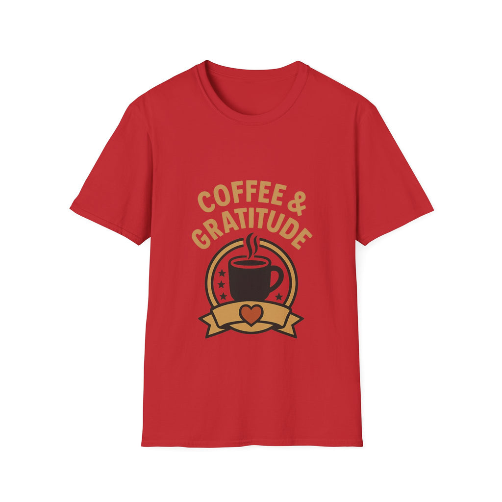 Coffee & Gratitude Shirt, Mindful Living Tee, Self Care Gift for Women, Positive Vibes T-Shirt, Grateful Heart Appreciation Top