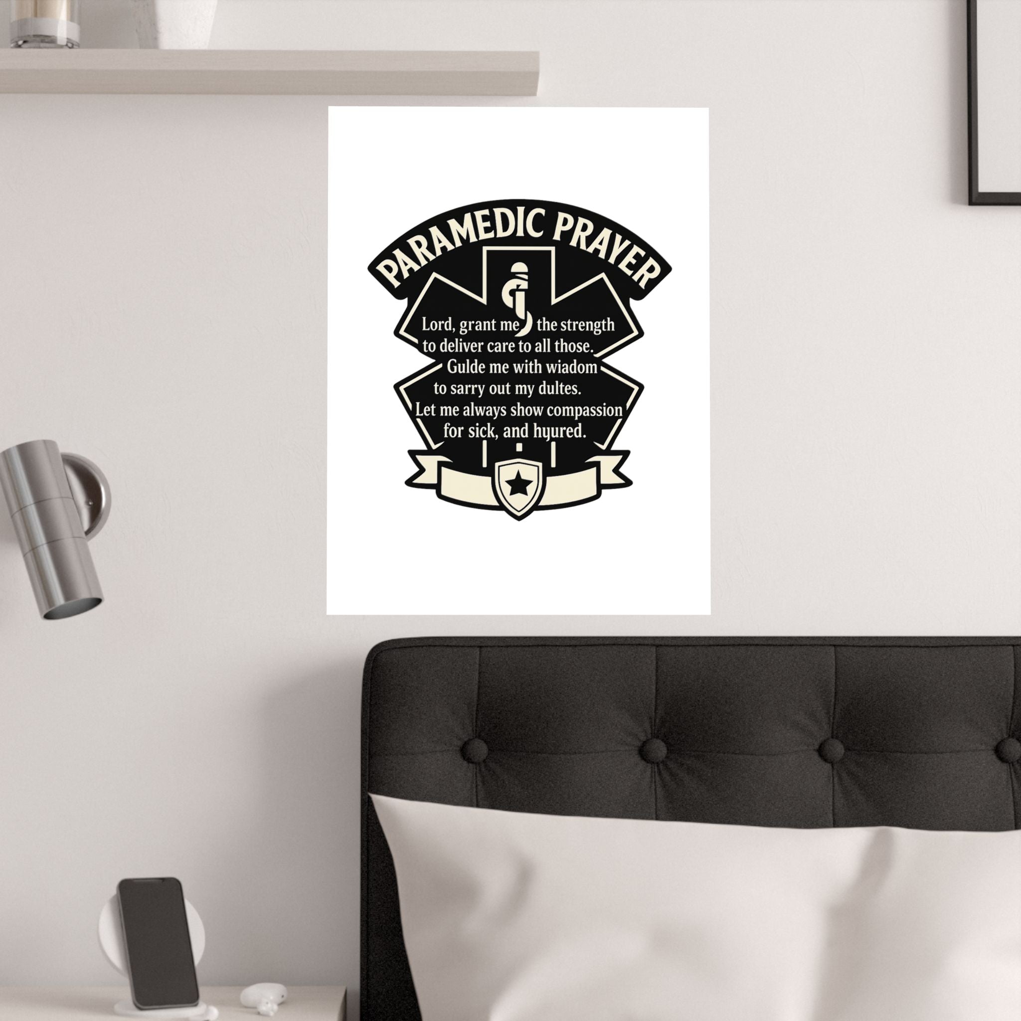 Paramedic Prayer Poster, EMS Gift, Star of Life Wall Art, Paramedic Graduation Gift, EMT Decor, First Responder Print, Thin White Line