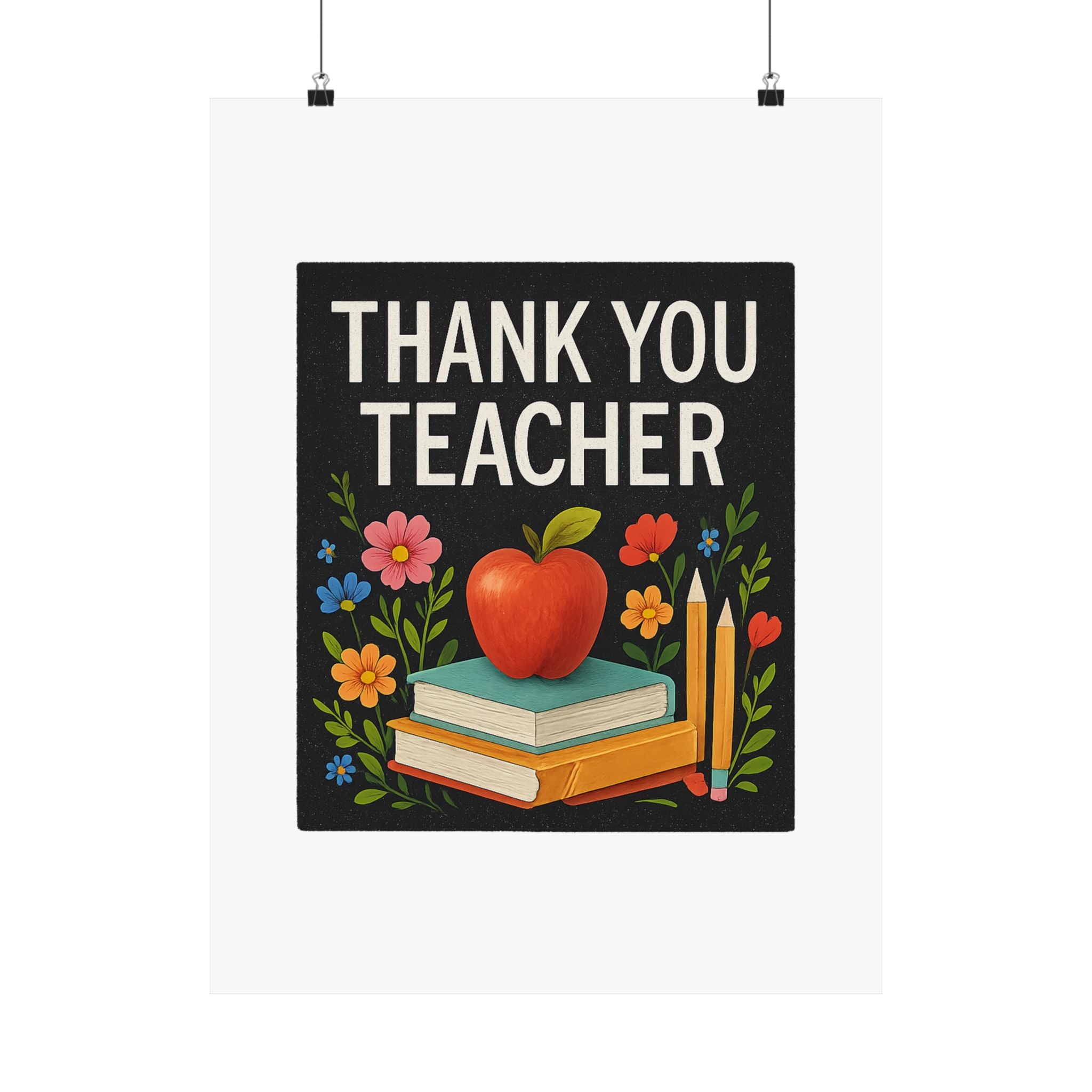 Thank You Teacher Gift Poster, Wildflower Watercolor Classroom Decor, Teacher Appreciation Wall Art, End of Year Gift