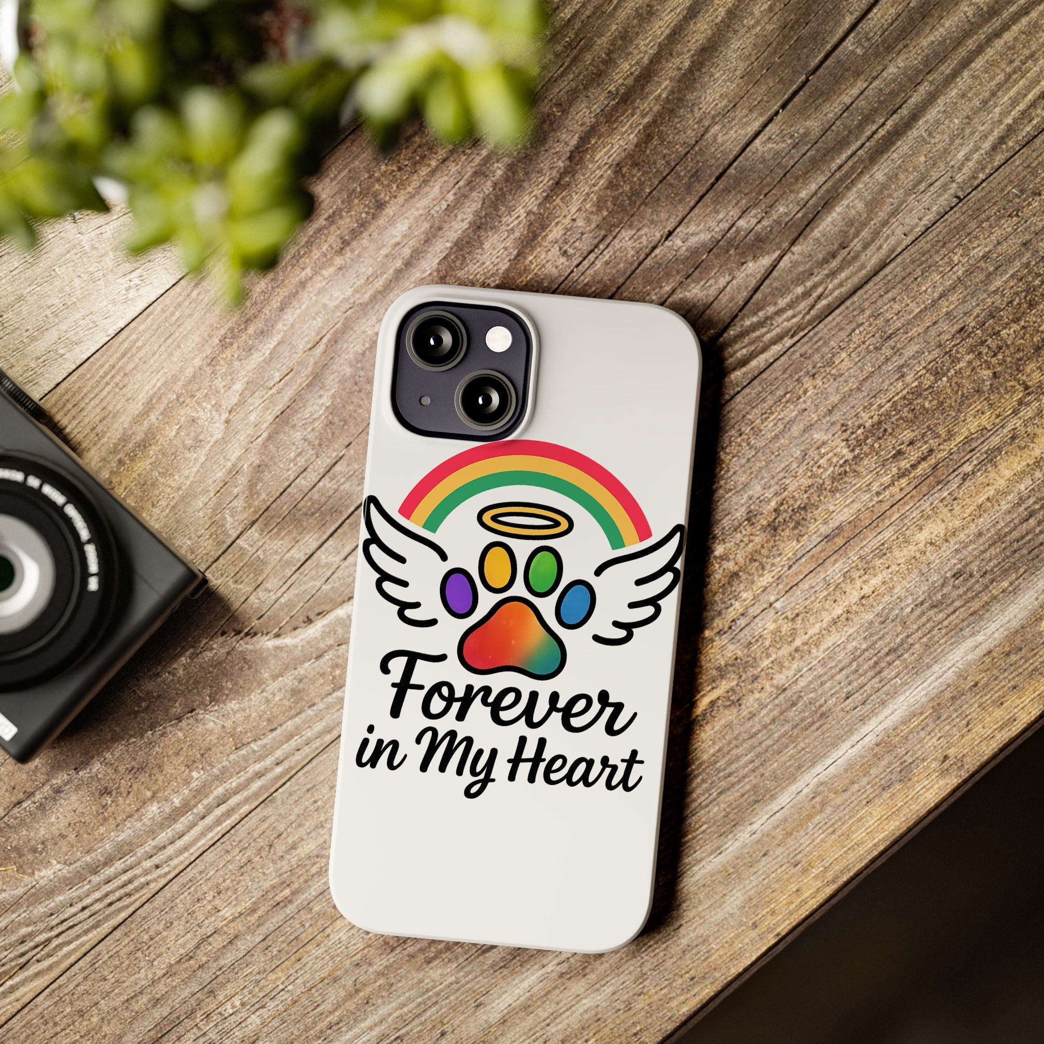 Rainbow Bridge Pet Memorial Phone Case Forever in My Heart Dog Cat Loss Sympathy Gift Remembrance Watercolor Paw Print Angel Pet
