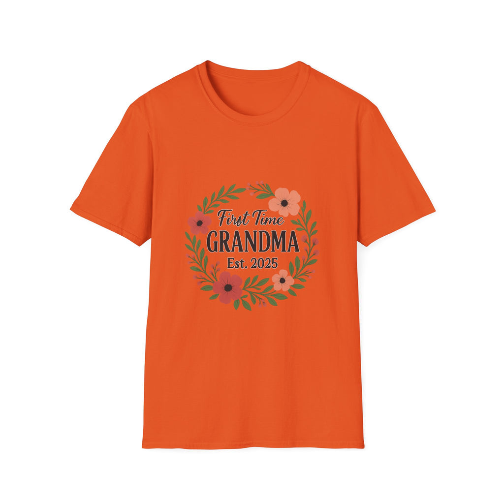 First Time Grandma Est 2025 Shirt New Grandmother Announcement Pregnancy Reveal Gift Floral Wreath Tshirt Mothers Day Gift