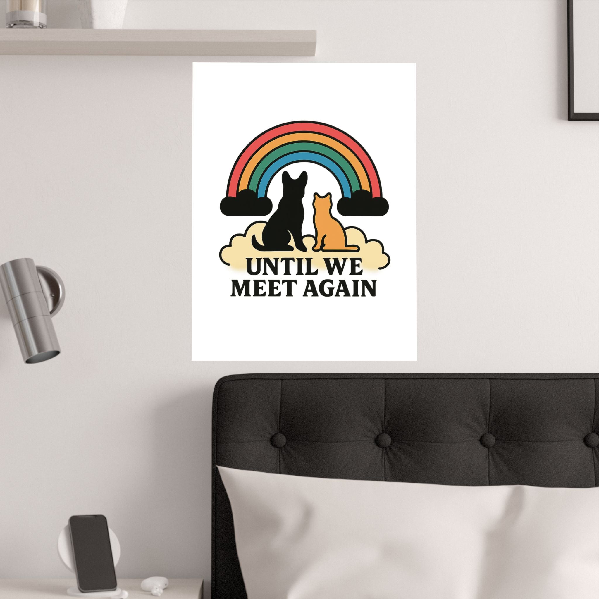 Rainbow Bridge Pet Memorial Poster, Dog Cat Loss Sympathy Gift, Until We Meet Again Pet Remembrance Wall Art, Pet Bereavement Print