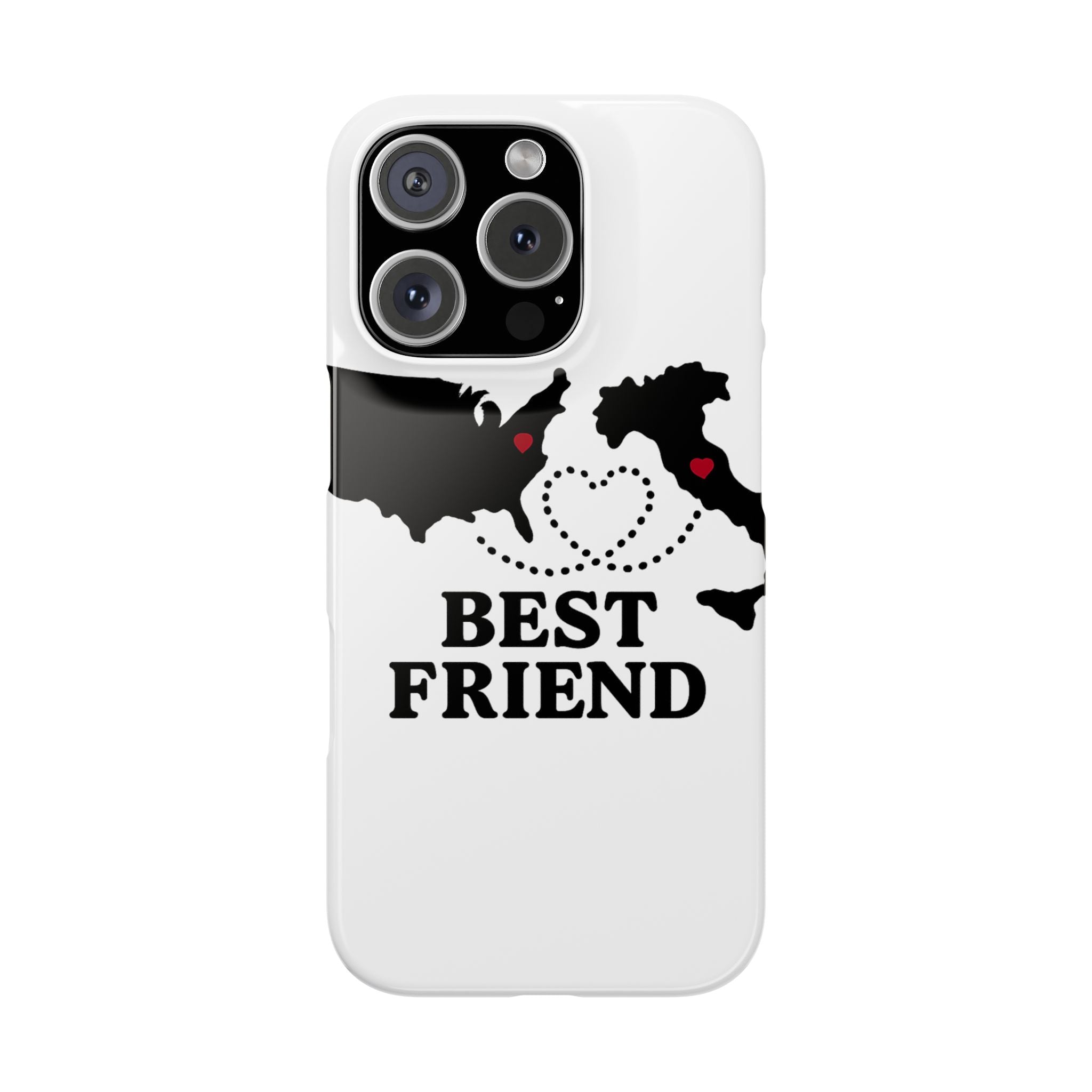Long Distance Friendship Phone Case Personalized Coordinates Gift Best Friend Custom Location Map Heart Connection BFF