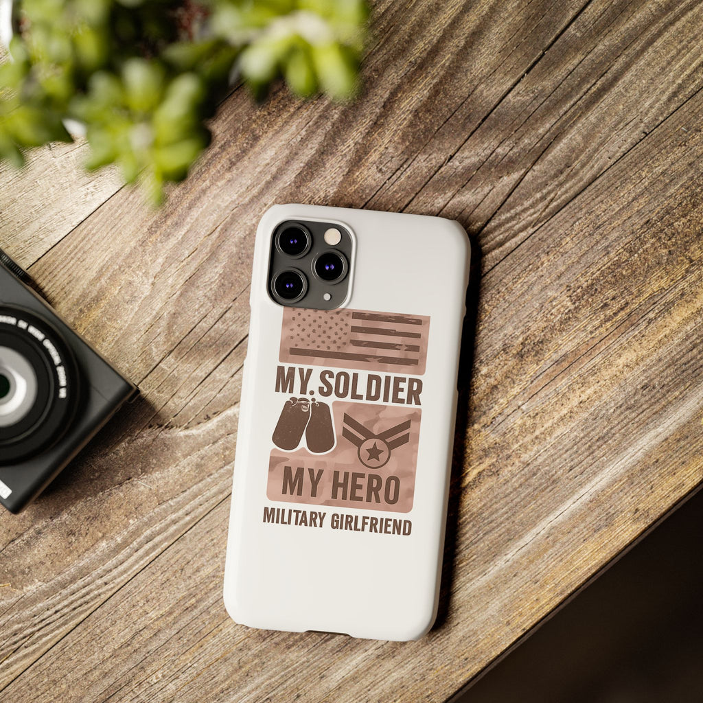 Military Girlfriend Phone Case Rose Gold Camouflage My Soldier My Hero Gift for Army Navy Air Force Girlfriend