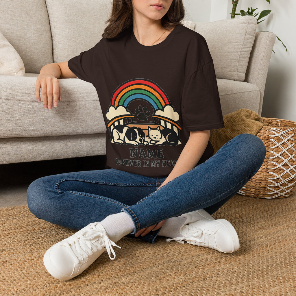 Rainbow Bridge Pet Memorial Shirt, Personalized Dog Cat Loss Gift, Custom Pet Remembrance Tee, Pet Memorial Sympathy Gift