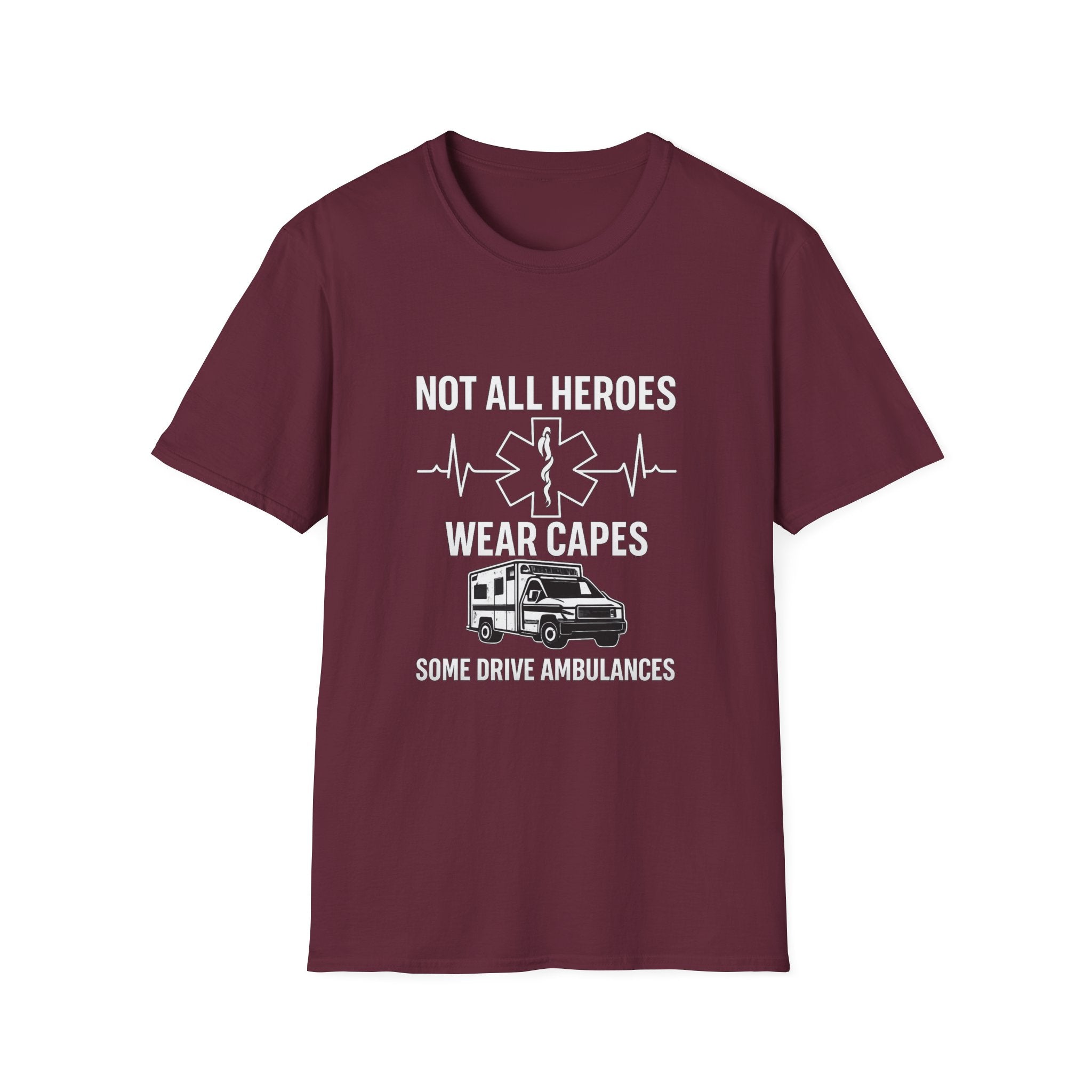 Not All Heroes Wear Capes Some Drive Ambulances Shirt, EMS Paramedic Gift, EMT Appreciation Tee, Star of Life, Thin White Line