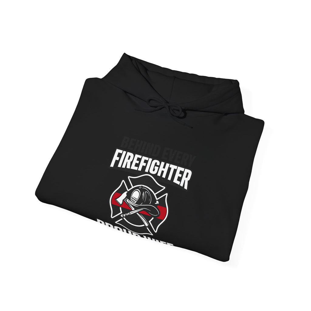 Firefighter Wife Hoodie Behind Every Firefighter Proud Wife Gift Anniversary Thin Red Line Sweatshirt Maltese Cross Support