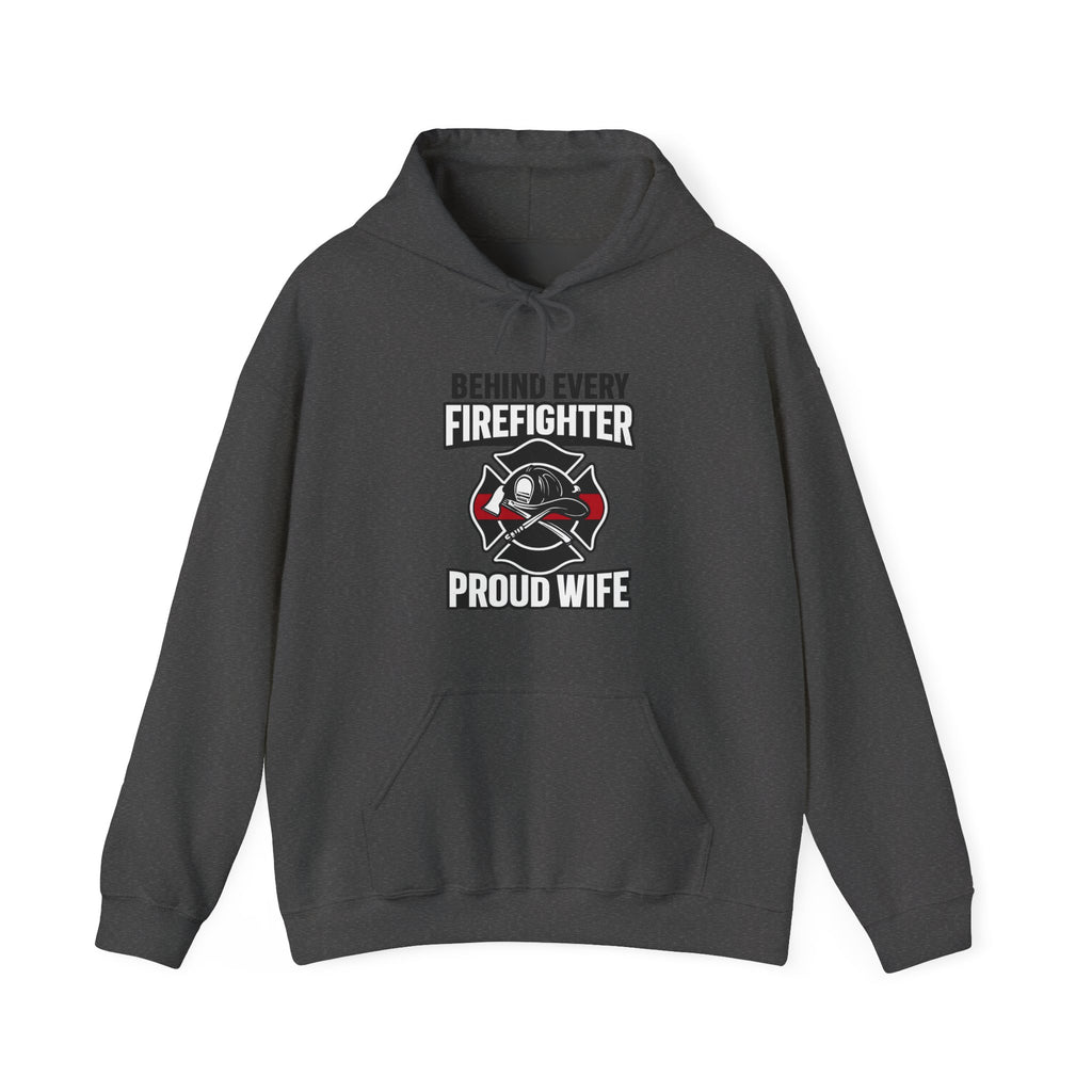 Firefighter Wife Hoodie Behind Every Firefighter Proud Wife Gift Anniversary Thin Red Line Sweatshirt Maltese Cross Support