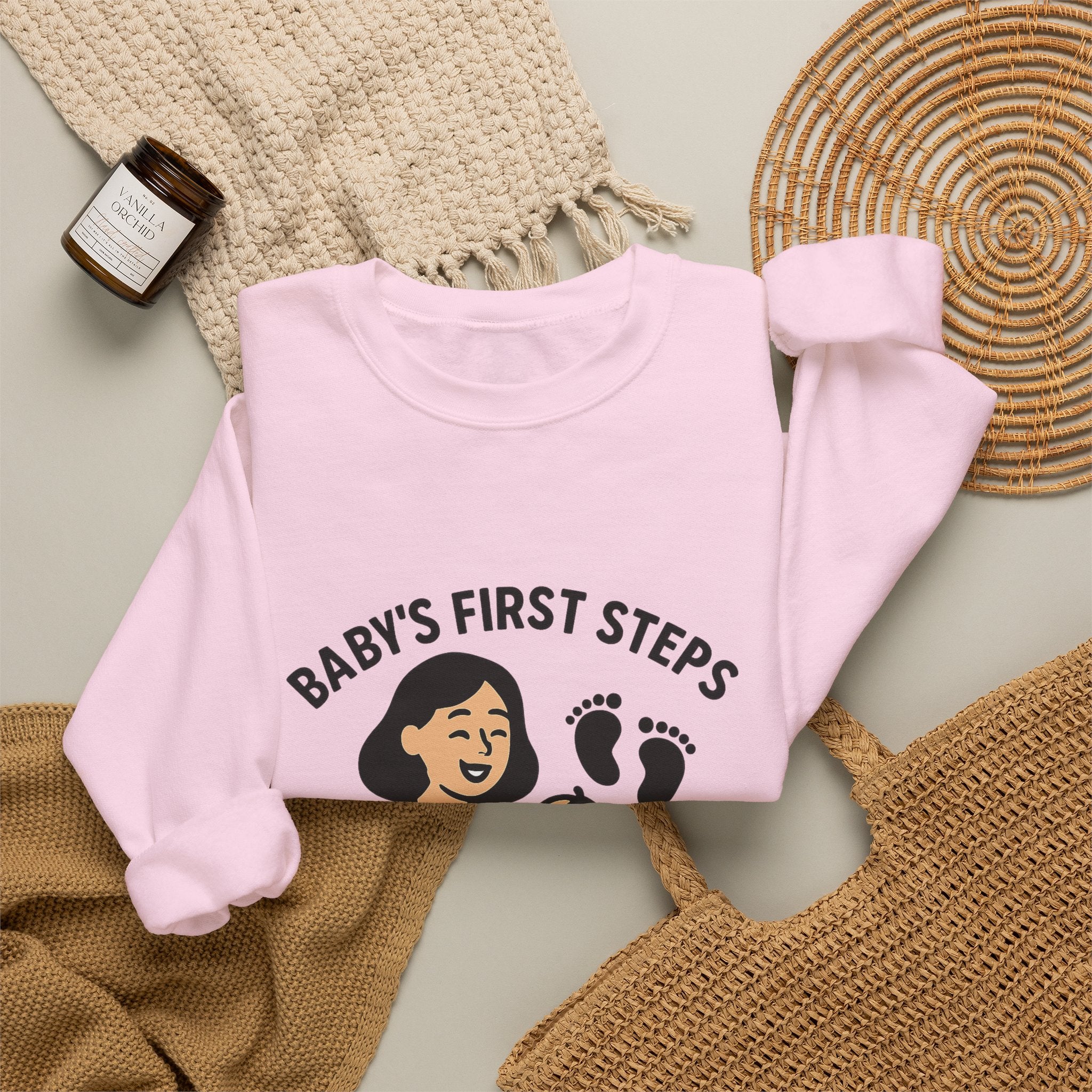Baby's First Steps Sweatshirt, New Mom Gift, First Walking Milestone, Baby Footprint Shirt, Proud Mom Sweatshirt, Toddler Milestone