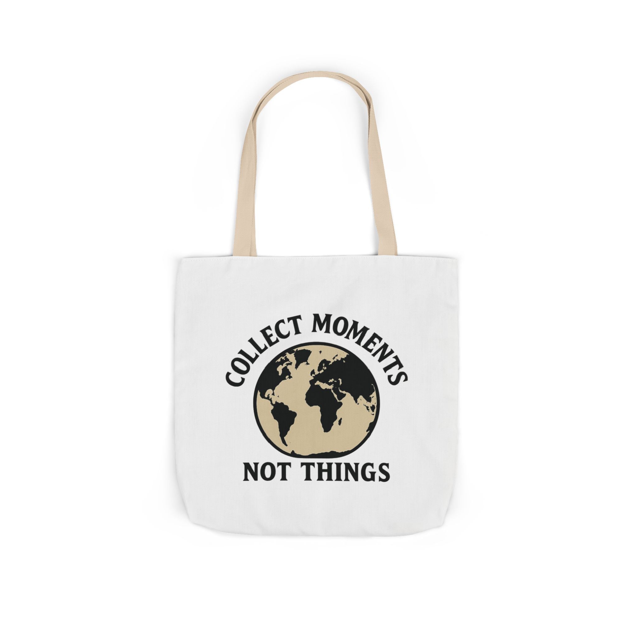 Travel Tote Bag Wanderlust Gift, Collect Moments Not Things Canvas Tote, World Map Tote Bag for Women, Traveler Gift Adventure Lover