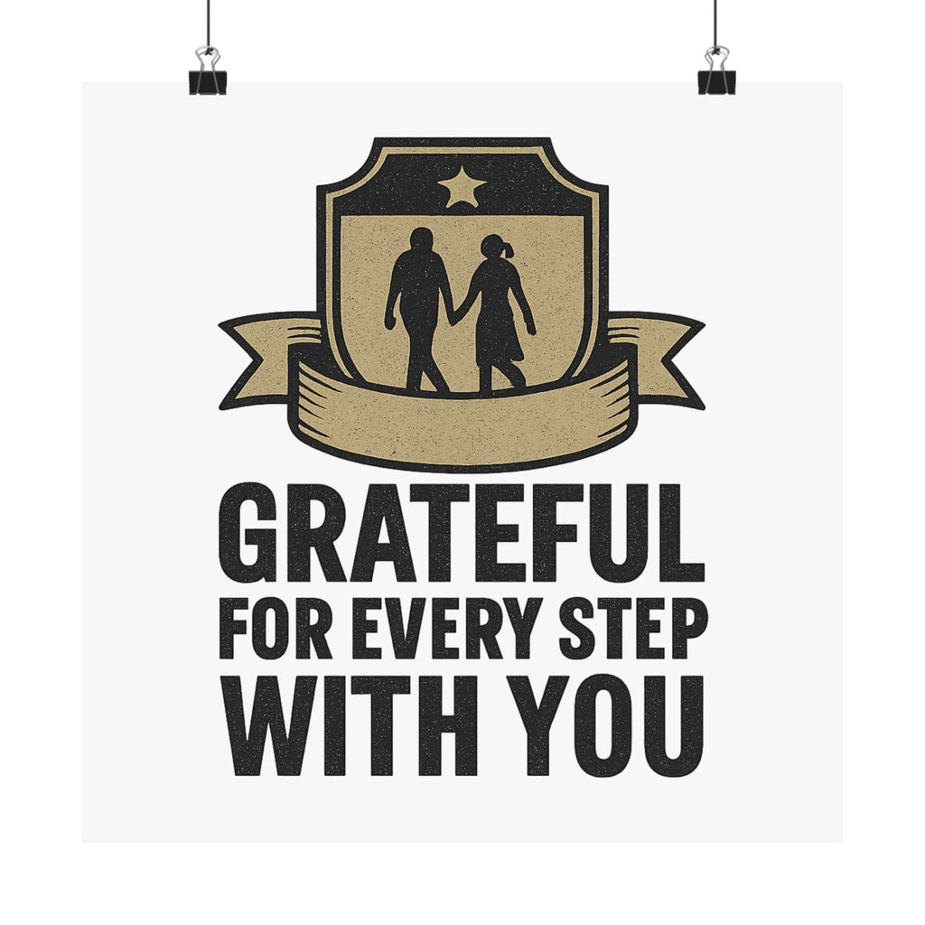 Grateful For Every Step With You Poster Anniversary Gift Relationship Milestone Couple Wall Art Vintage Gratitude Print