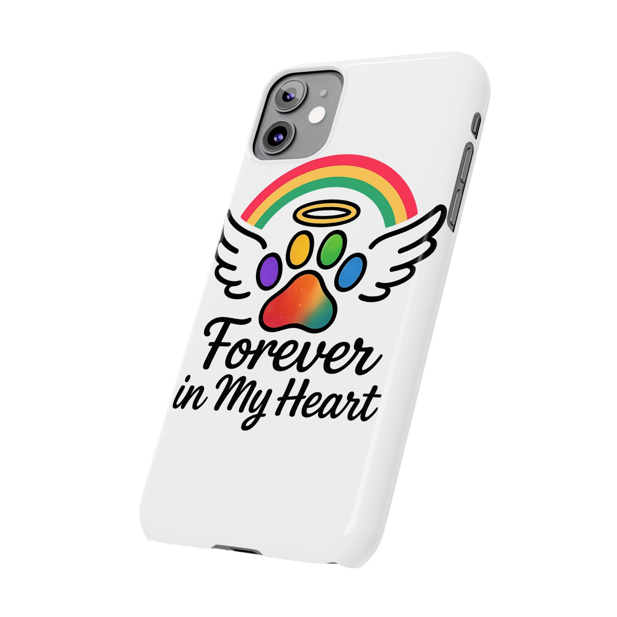 Rainbow Bridge Pet Memorial Phone Case Forever in My Heart Dog Cat Loss Sympathy Gift Remembrance Watercolor Paw Print Angel Pet