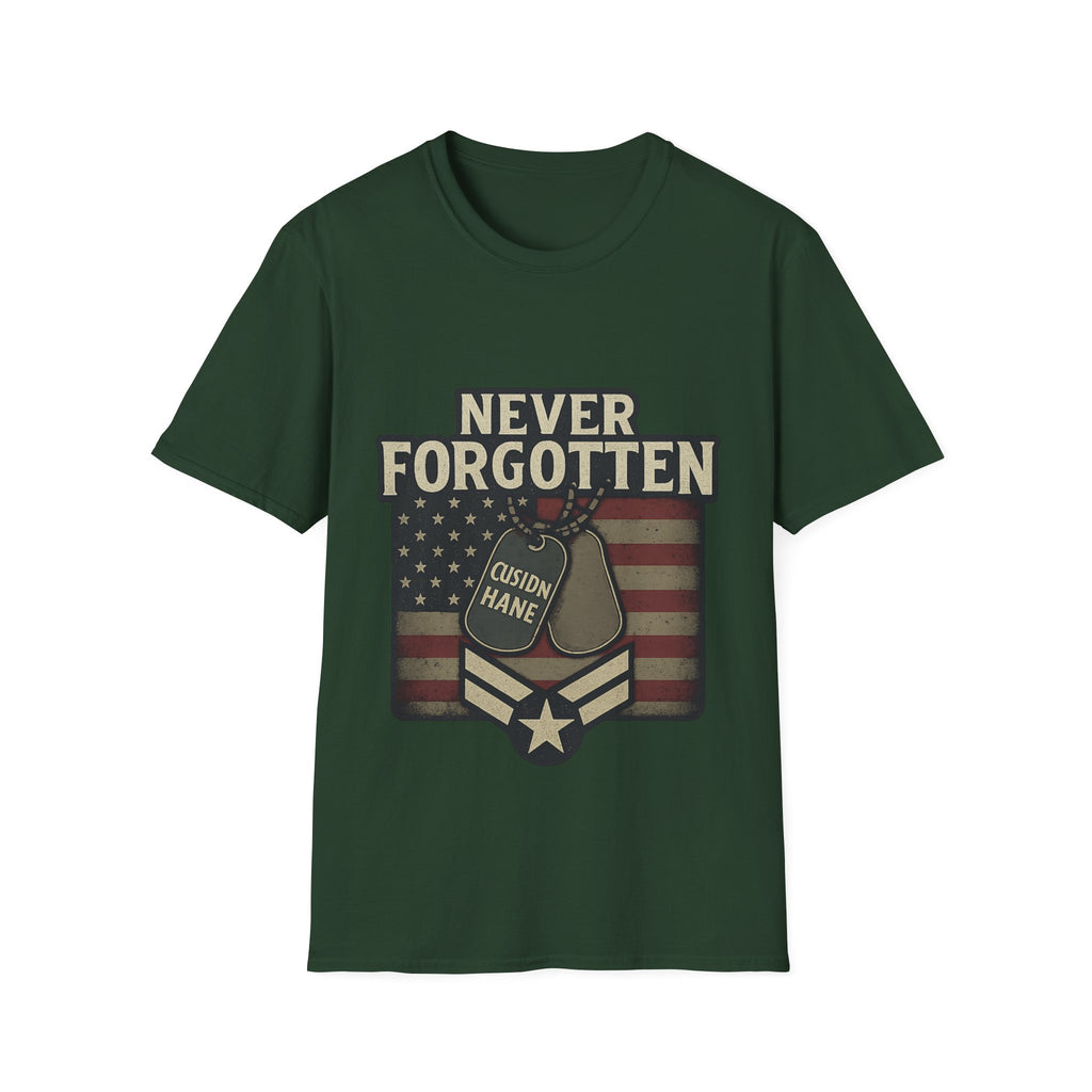 Never Forgotten Veteran Memorial Shirt Custom Name Military Tribute Tee Gold Star Family Gift Personalized Remembrance Tshirt