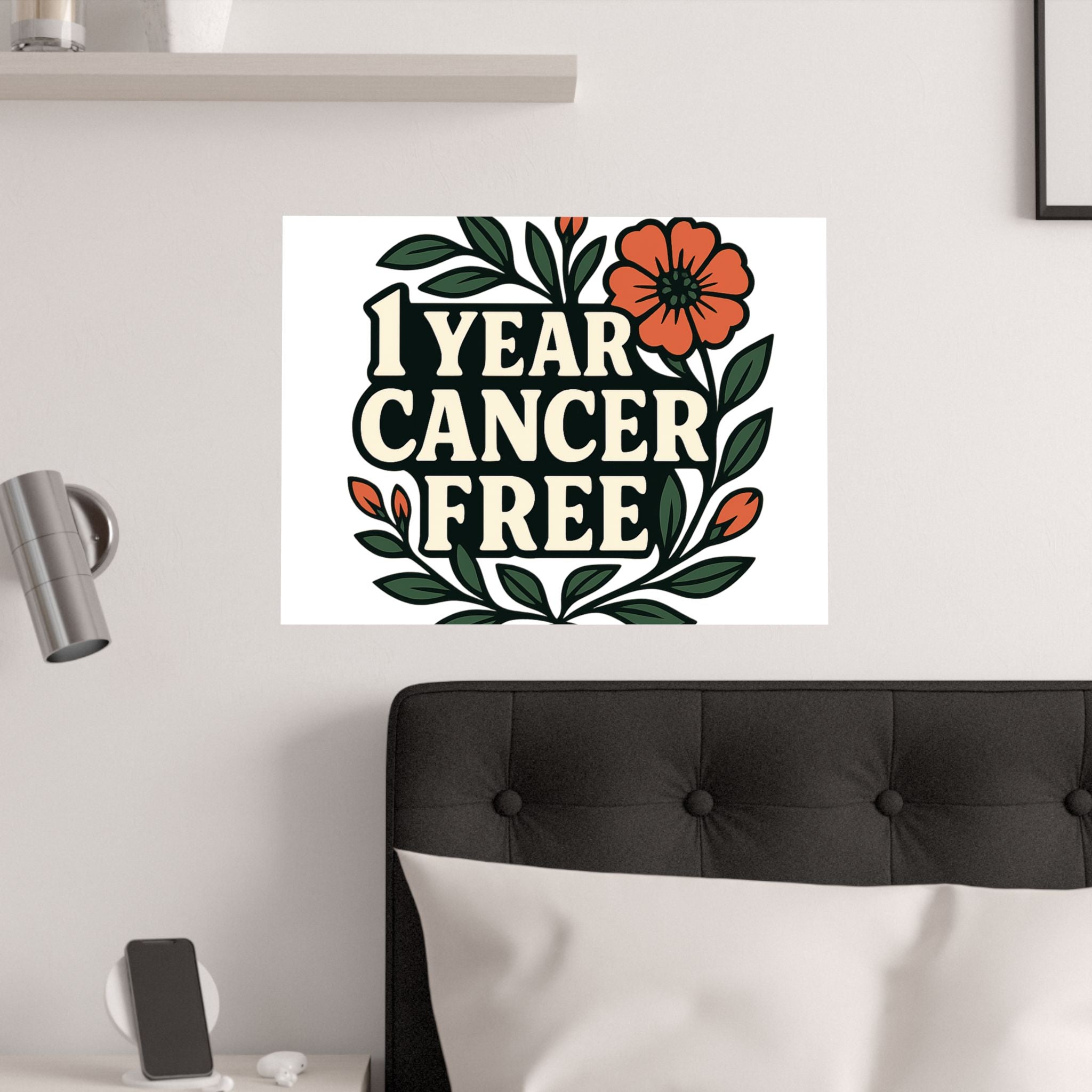 1 Year Cancer Free Poster, Botanical Growth Anniversary Gift, Cancer Survivor Milestone Wall Art, Hope & Healing Decor