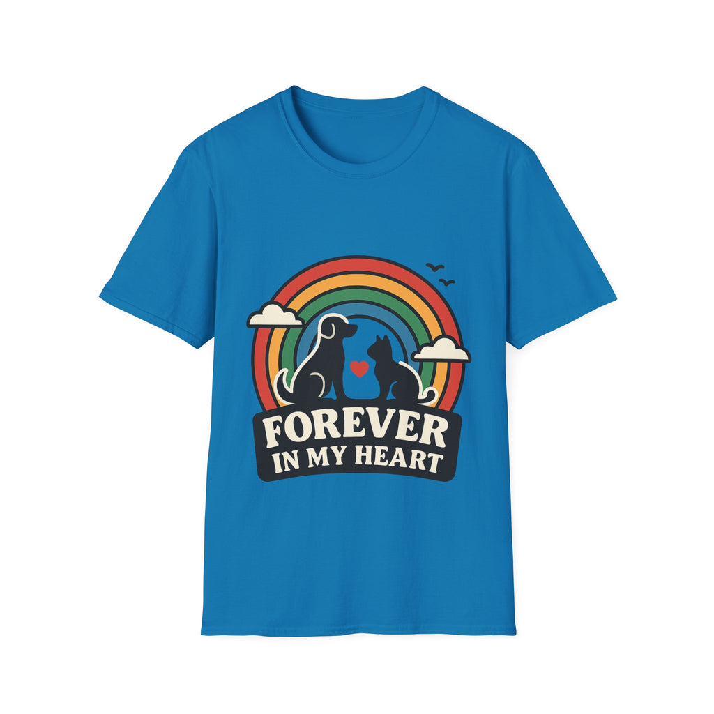 Rainbow Bridge Pet Memorial Shirt, Dog Cat Loss Gift, Forever in My Heart, Pet Remembrance Tee, Sympathy Gift for Pet Owner