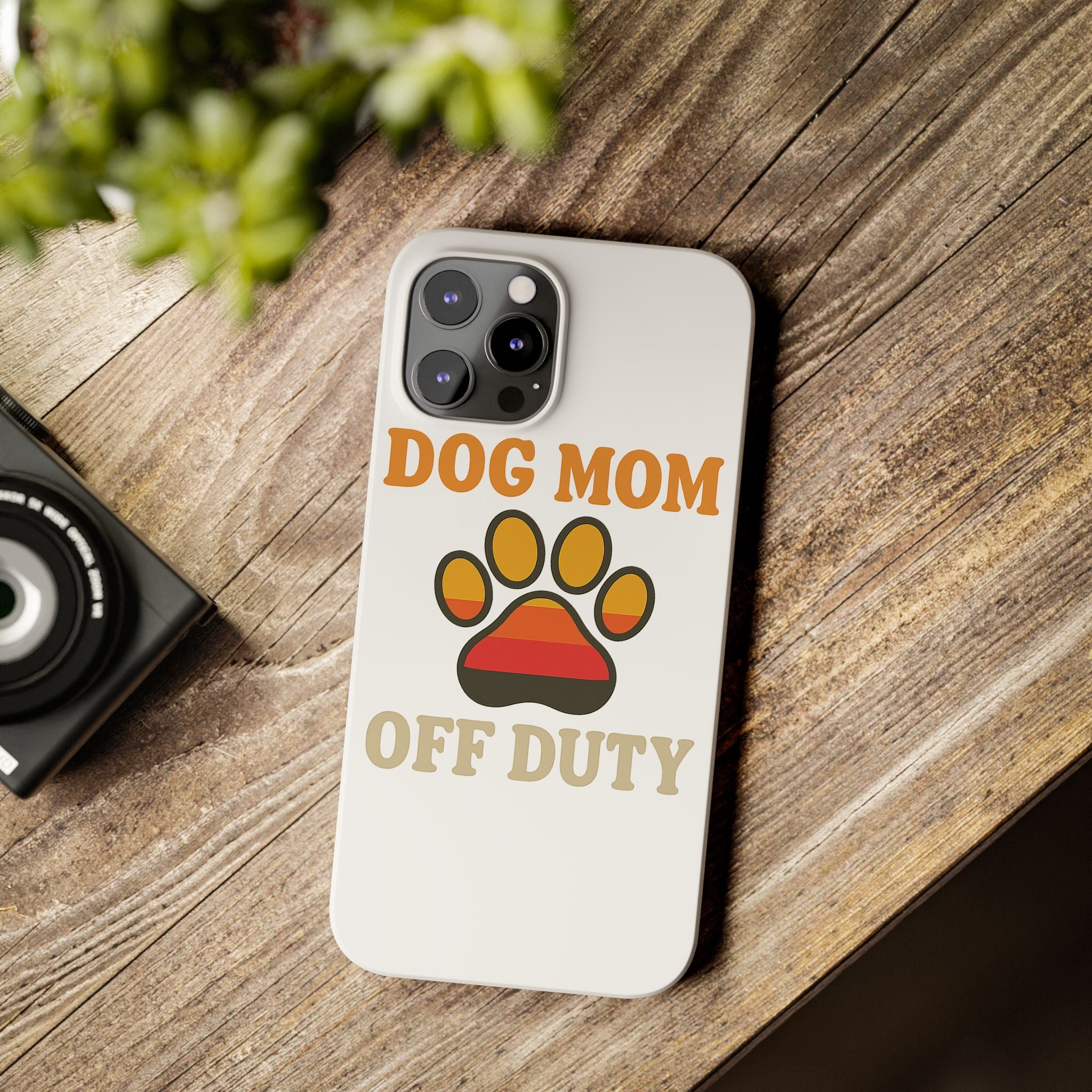 Dog Mom Off Duty Phone Case Retro 70s Vintage Dog Lover Gift Paw Print iPhone Samsung Galaxy Case Funny Pet Owner Gift