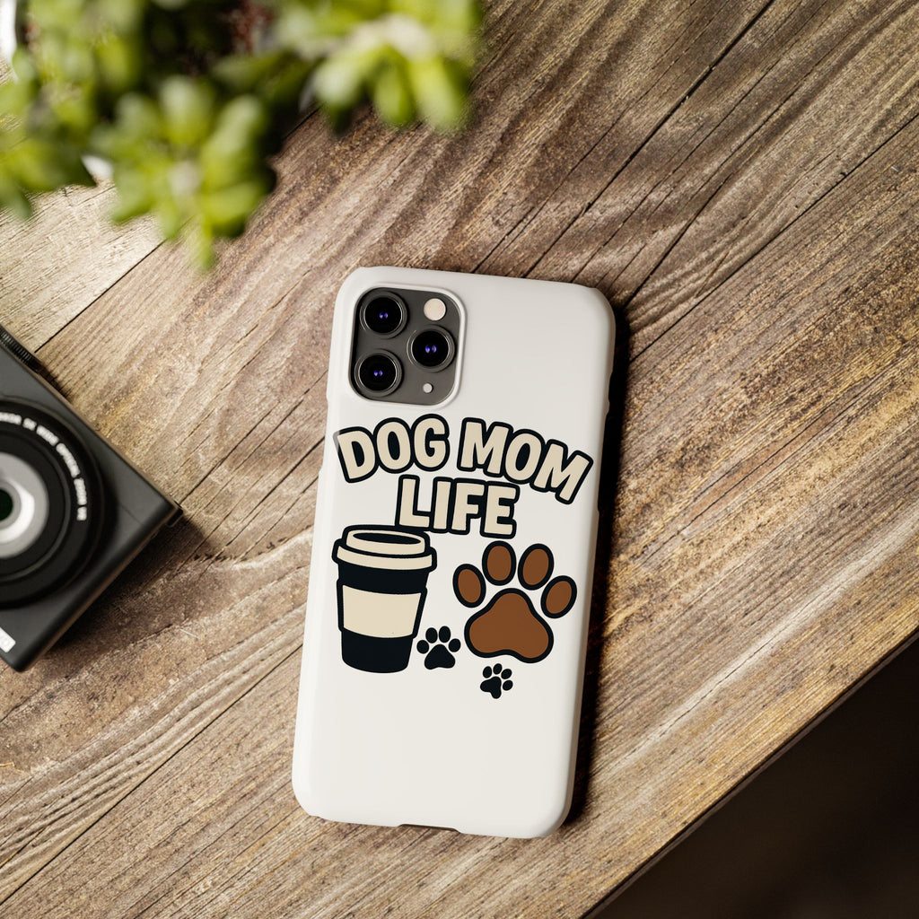 Dog Mom Life Phone Case, Coffee & Paws Illustrated Design, Gift for Dog Lover, Pet Parent Phone Case, Dog Owner Gift