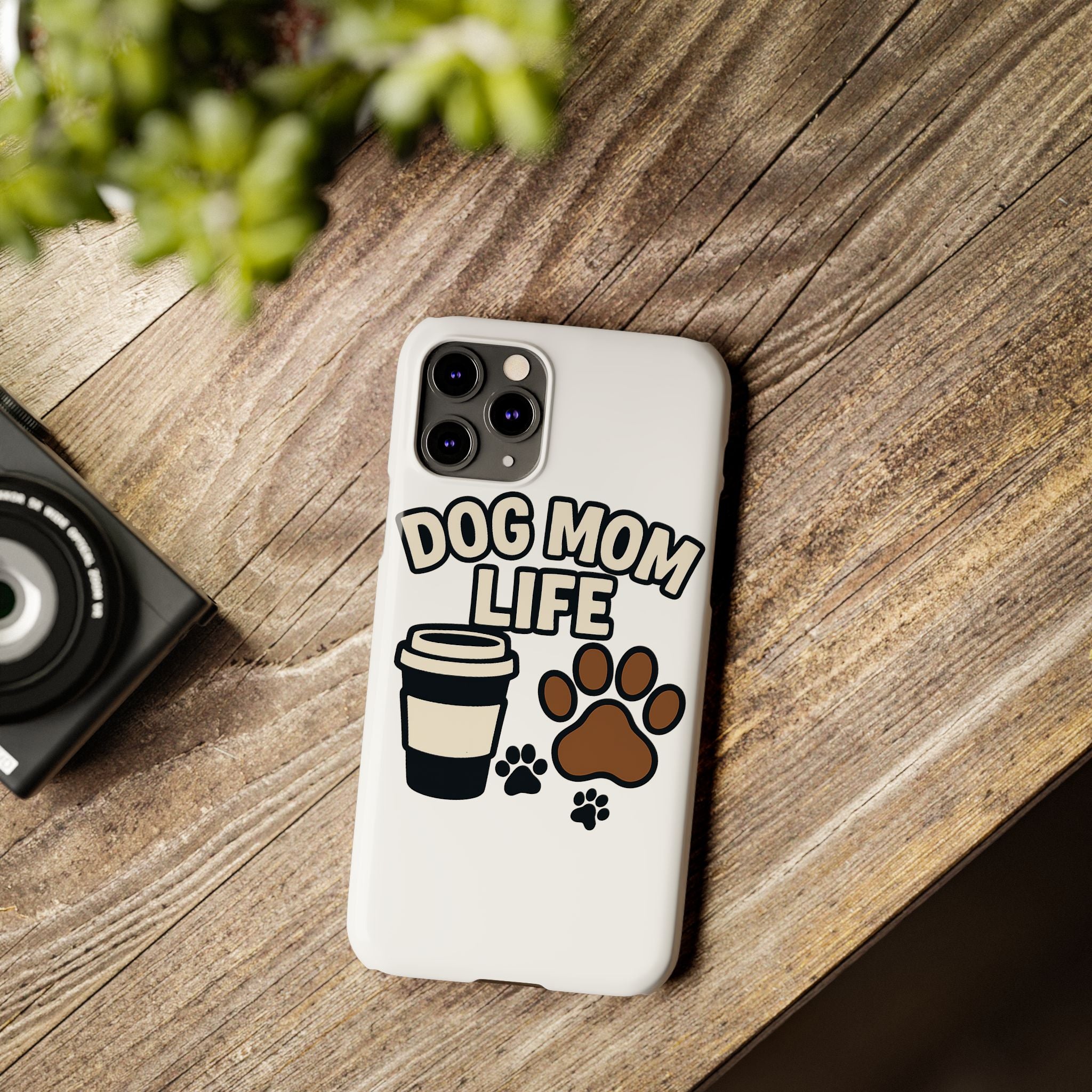 Dog Mom Life Phone Case, Coffee & Paws Illustrated Design, Gift for Dog Lover, Pet Parent Phone Case, Dog Owner Gift