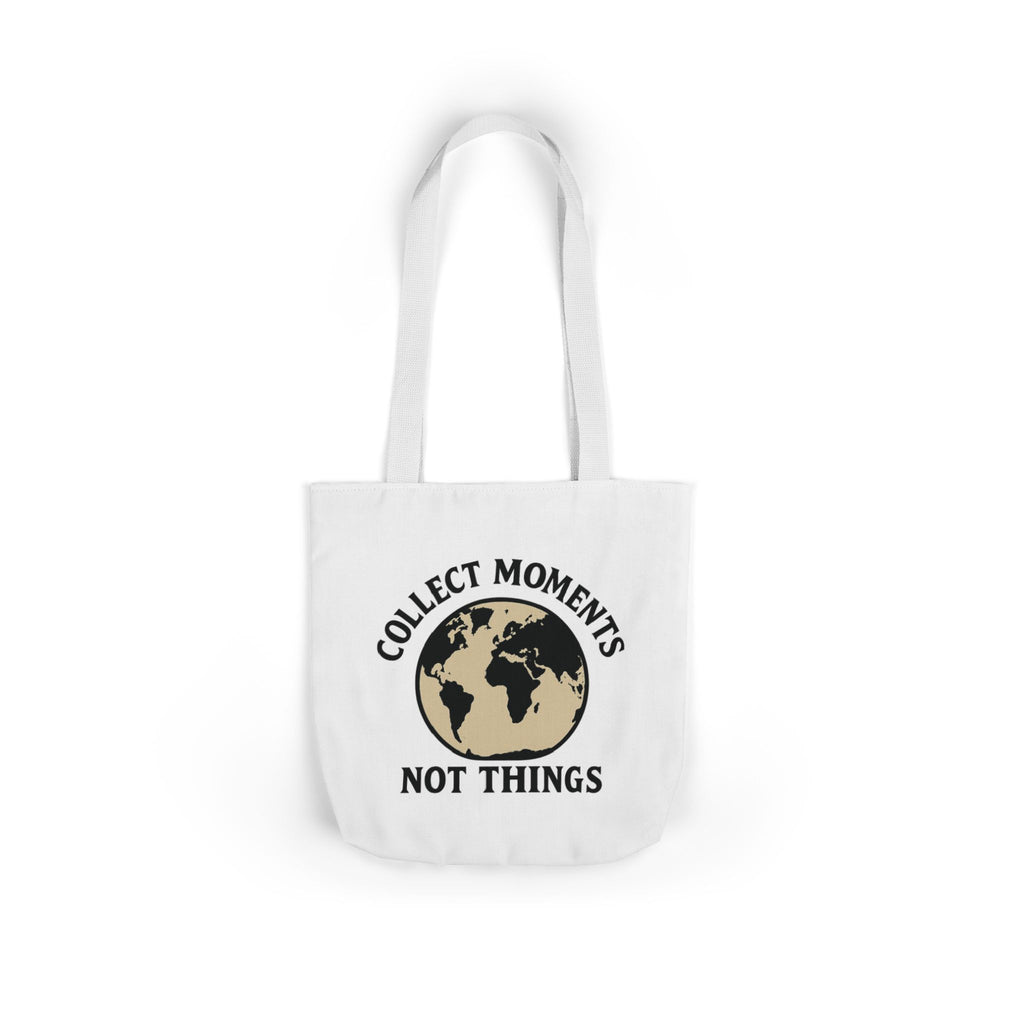 Travel Tote Bag Wanderlust Gift, Collect Moments Not Things Canvas Tote, World Map Tote Bag for Women, Traveler Gift Adventure Lover