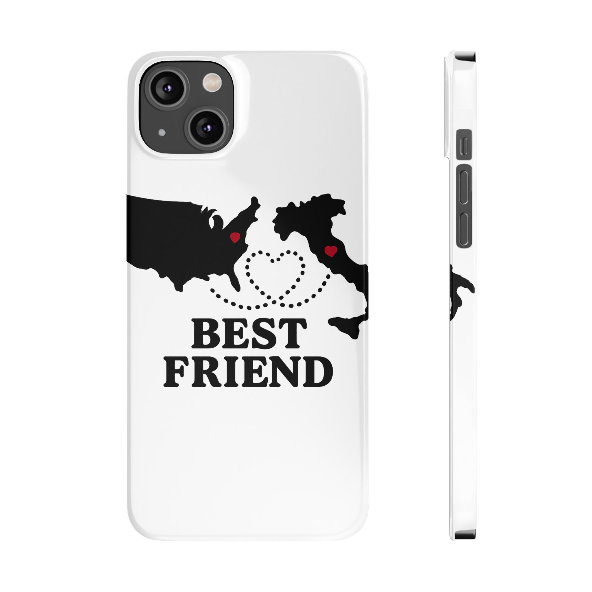Long Distance Friendship Phone Case Personalized Coordinates Gift Best Friend Custom Location Map Heart Connection BFF
