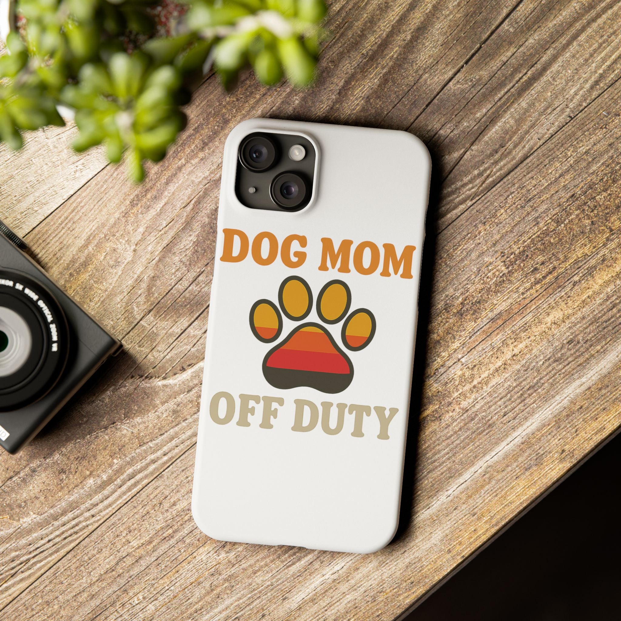 Dog Mom Off Duty Phone Case Retro 70s Vintage Dog Lover Gift Paw Print iPhone Samsung Galaxy Case Funny Pet Owner Gift