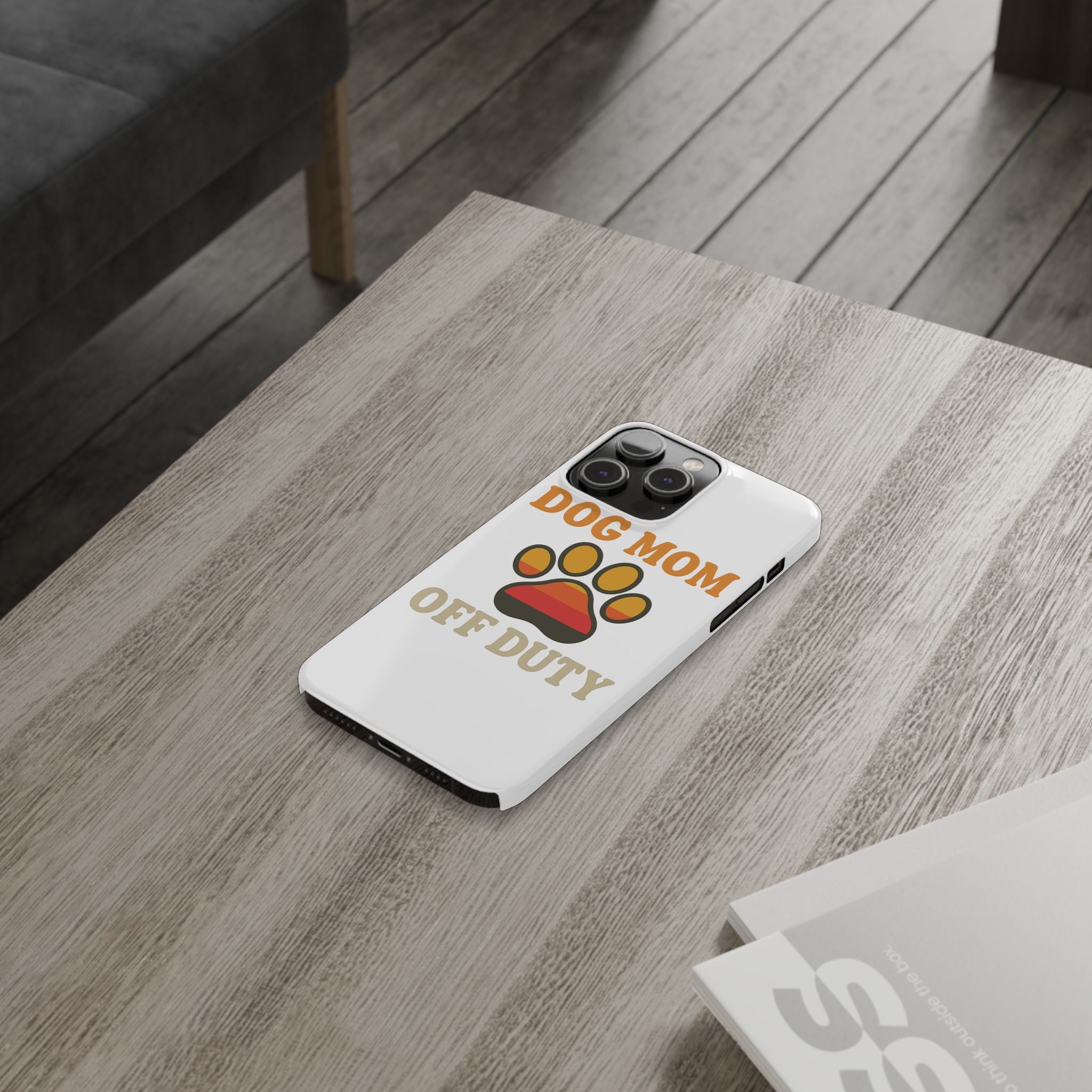 Dog Mom Off Duty Phone Case Retro 70s Vintage Dog Lover Gift Paw Print iPhone Samsung Galaxy Case Funny Pet Owner Gift