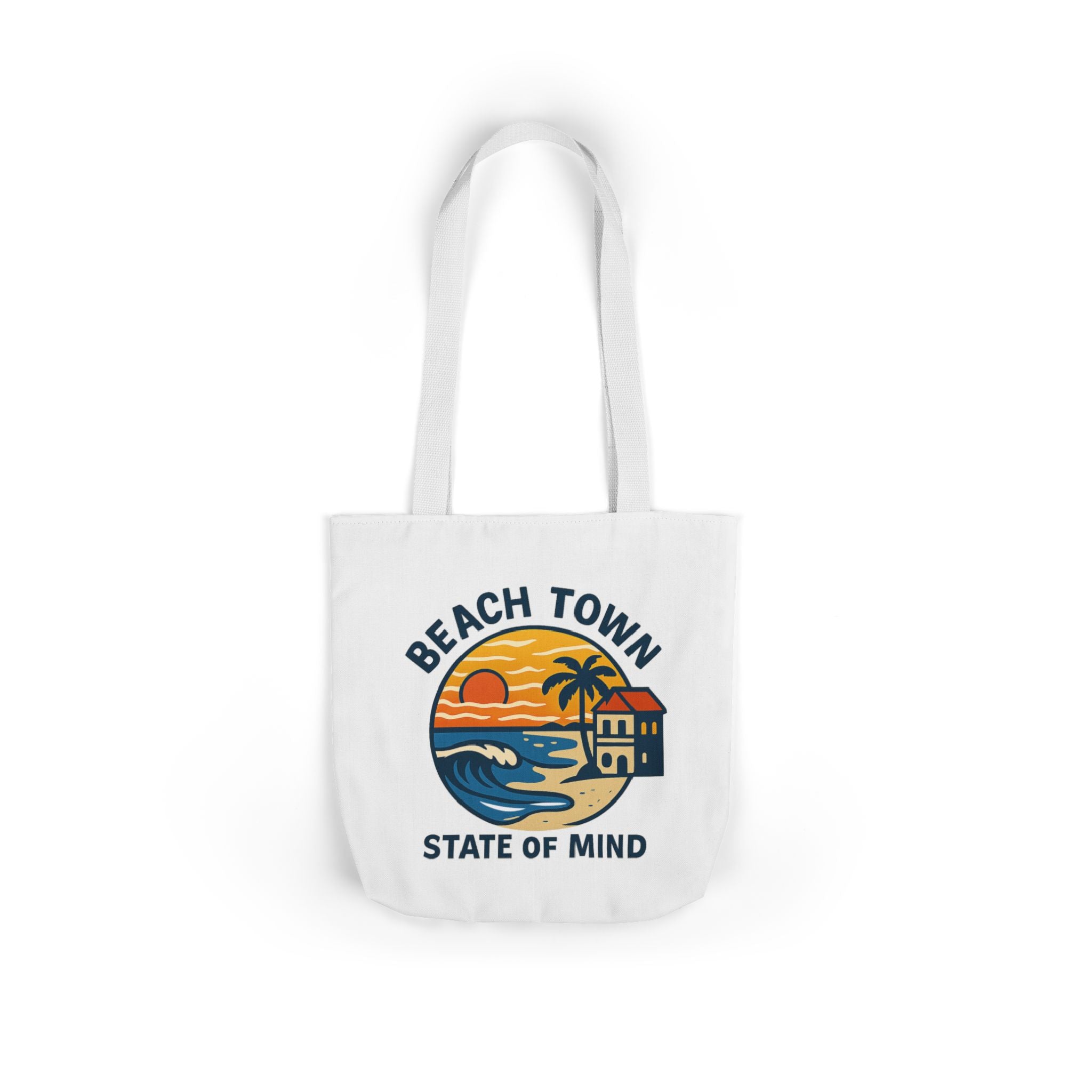 Beach Town State of Mind Tote Bag | Coastal Lifestyle Gift | Ocean Lover Canvas Bag | Beach Vibes Nautical Tote | Summer Beach Bag