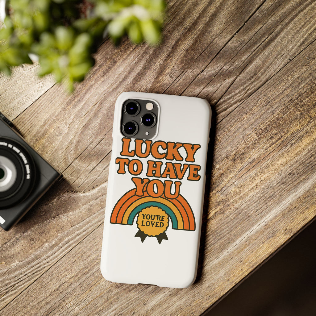 Lucky To Have You Phone Case Friendship Gift Best Friend Galentines Day Retro 70s Rainbow Vintage Appreciation Bestie Squad