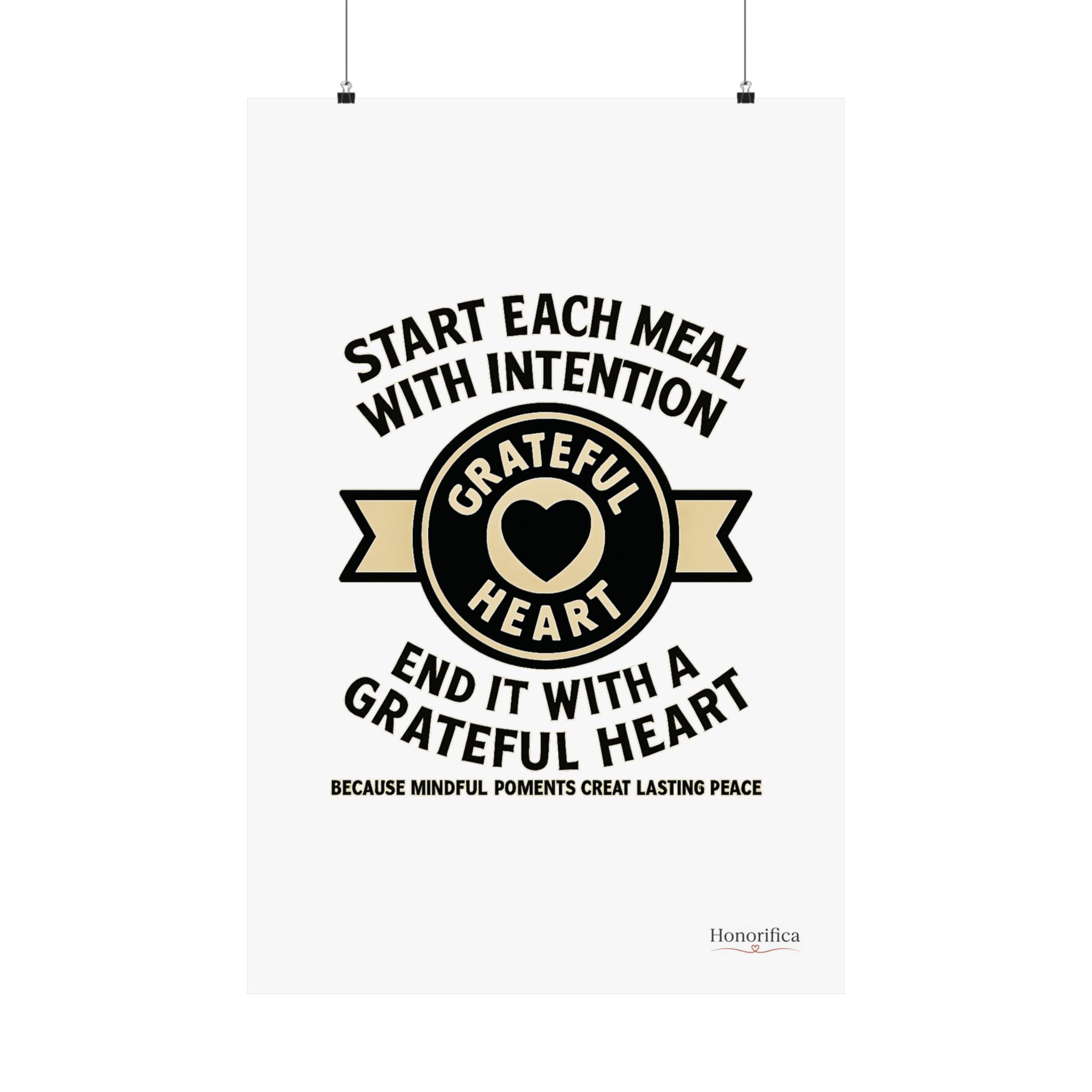 Grateful Heart Daily Affirmations Placemat Poster, Gratitude Prompts Mindful Eating, Thanksgiving Table Decor, Wellness Gift