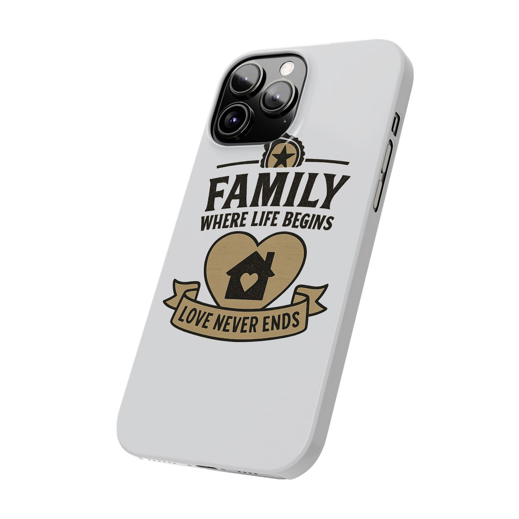 Family Where Life Begins Love Never Ends Phone Case, Rustic Farmhouse Gift for Mom Grandma, Mother's Day Gift, Heart Home Decor