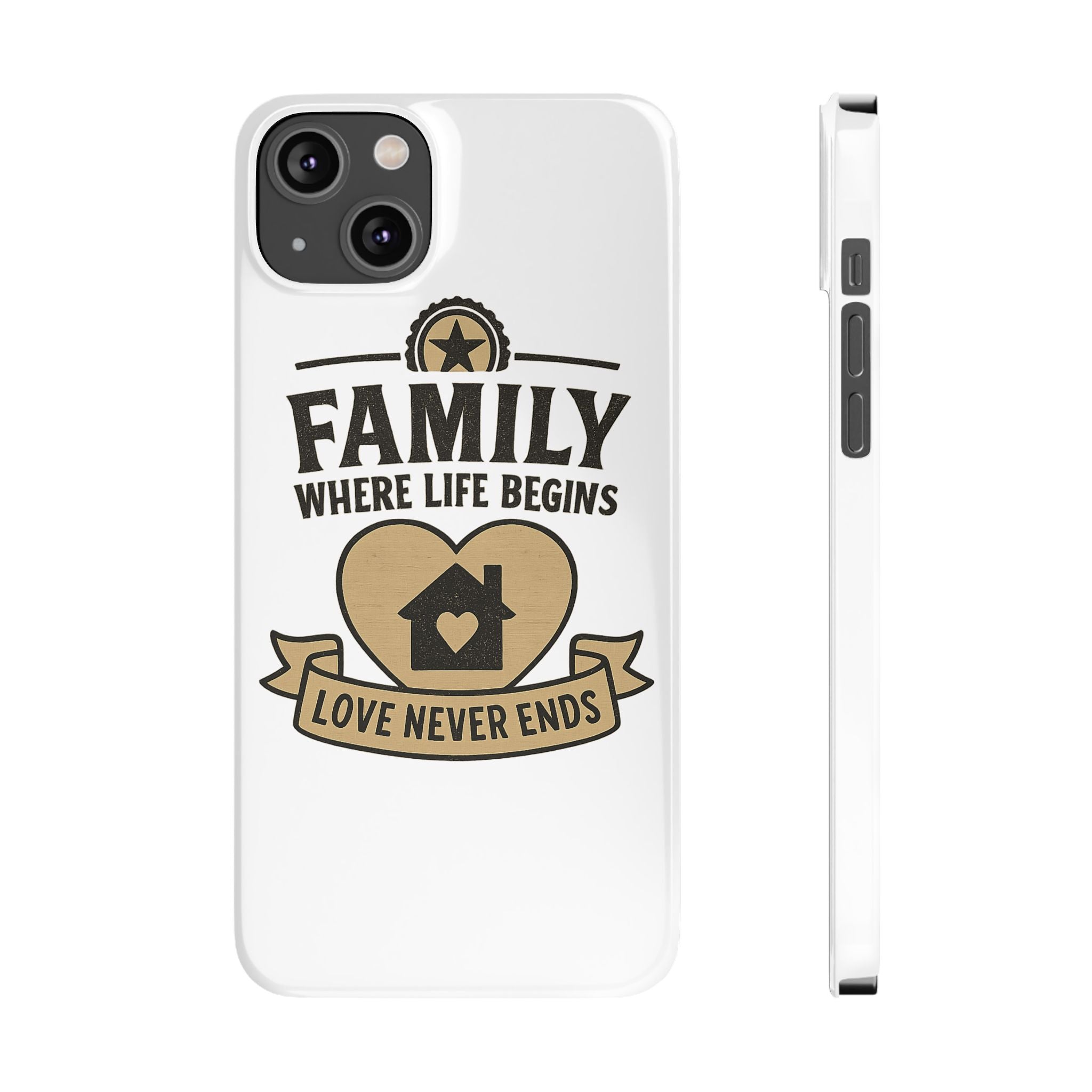 Family Where Life Begins Love Never Ends Phone Case, Rustic Farmhouse Gift for Mom Grandma, Mother's Day Gift, Heart Home Decor