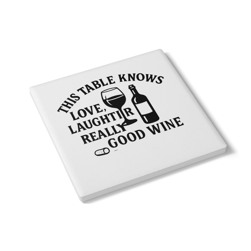 Wine Lover Cork Coaster Set | This Table Knows Love Laughter Really Good Wine | Housewarming Gift | Hostess Gift for Wine Lovers