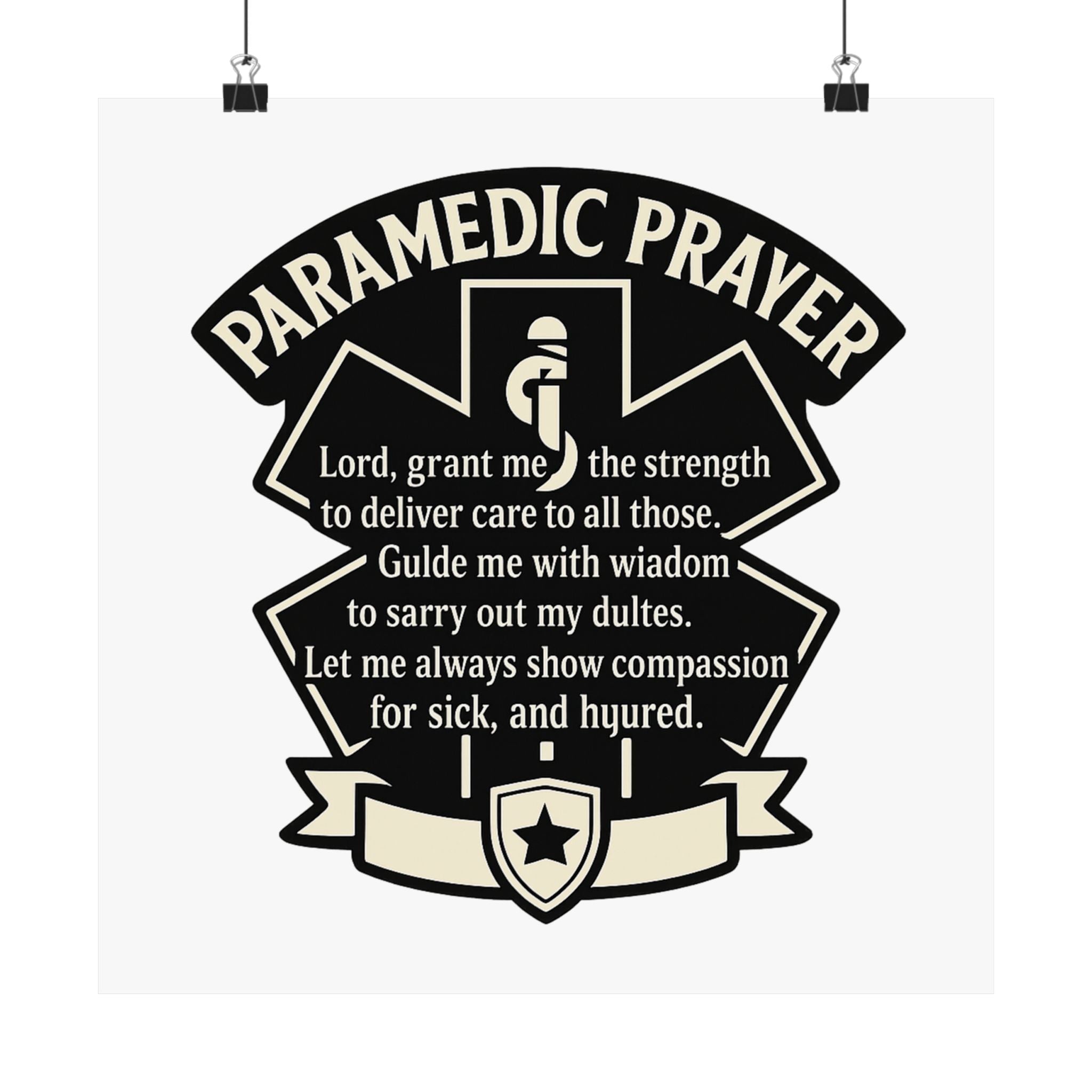 Paramedic Prayer Poster, EMS Gift, Star of Life Wall Art, Paramedic Graduation Gift, EMT Decor, First Responder Print, Thin White Line