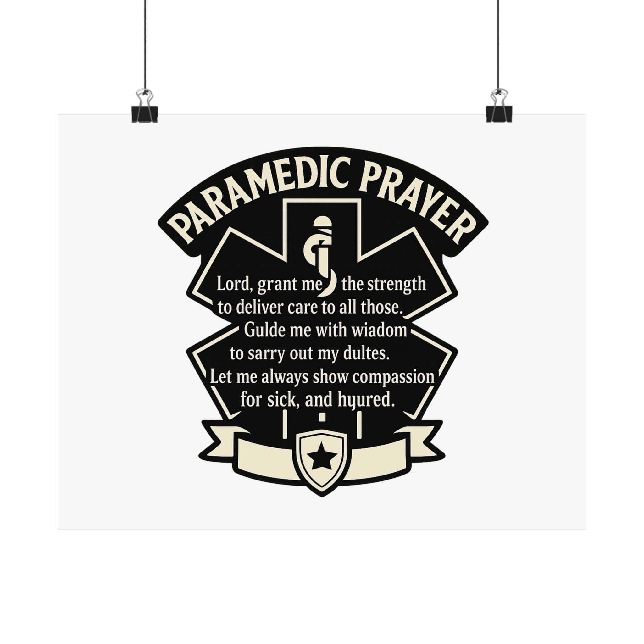Paramedic Prayer Poster, EMS Gift, Star of Life Wall Art, Paramedic Graduation Gift, EMT Decor, First Responder Print, Thin White Line