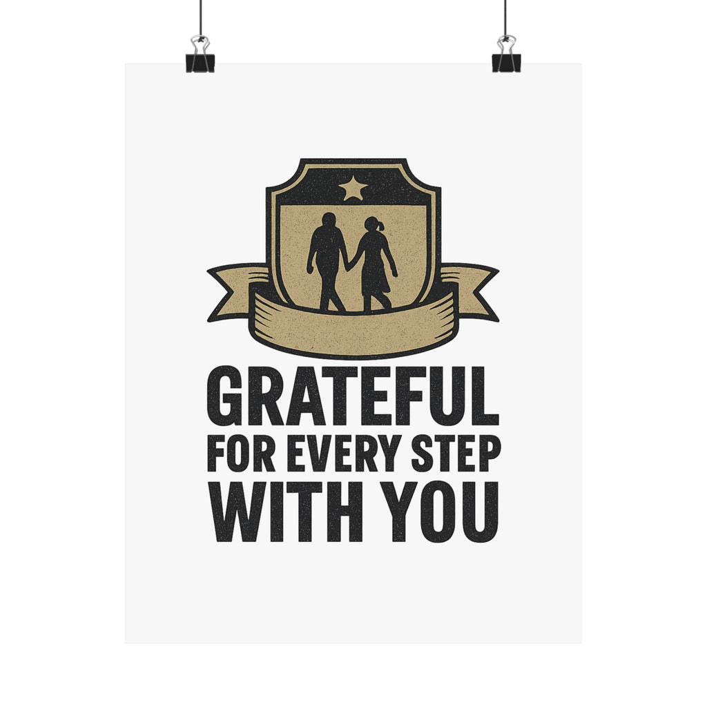 Grateful For Every Step With You Poster Anniversary Gift Relationship Milestone Couple Wall Art Vintage Gratitude Print