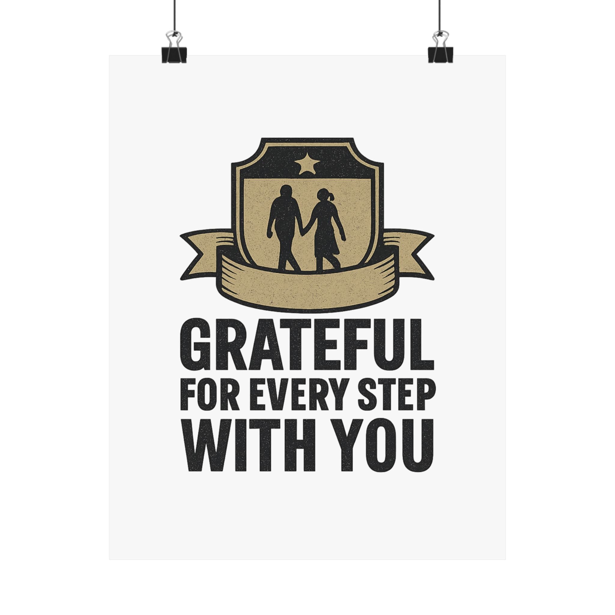 Grateful For Every Step With You Poster Anniversary Gift Relationship Milestone Couple Wall Art Vintage Gratitude Print