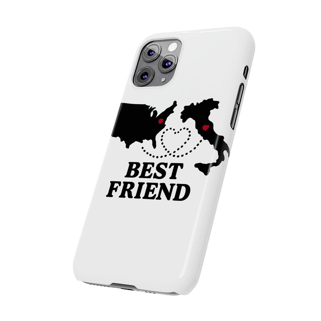 Long Distance Friendship Phone Case Personalized Coordinates Gift Best Friend Custom Location Map Heart Connection BFF