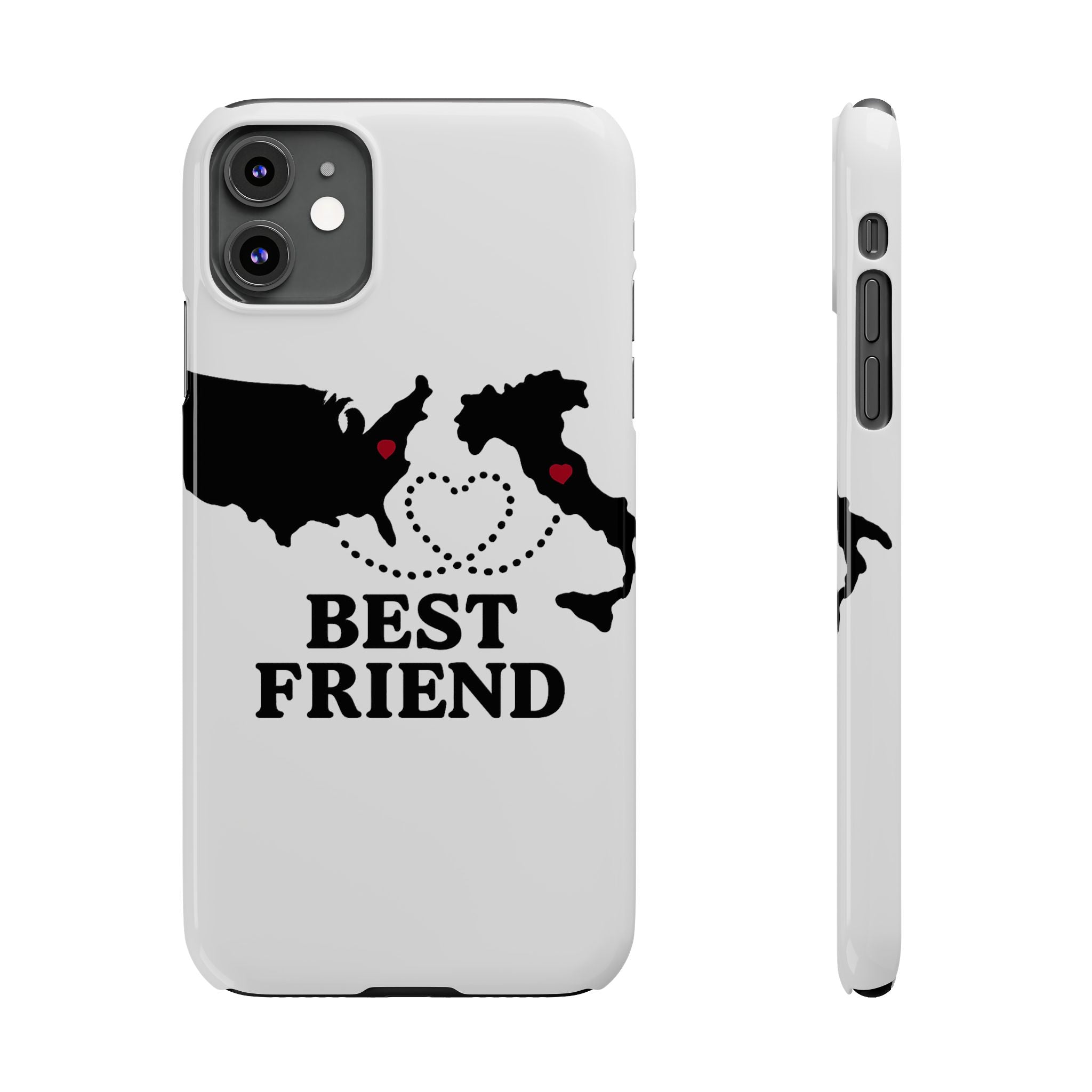 Long Distance Friendship Phone Case Personalized Coordinates Gift Best Friend Custom Location Map Heart Connection BFF