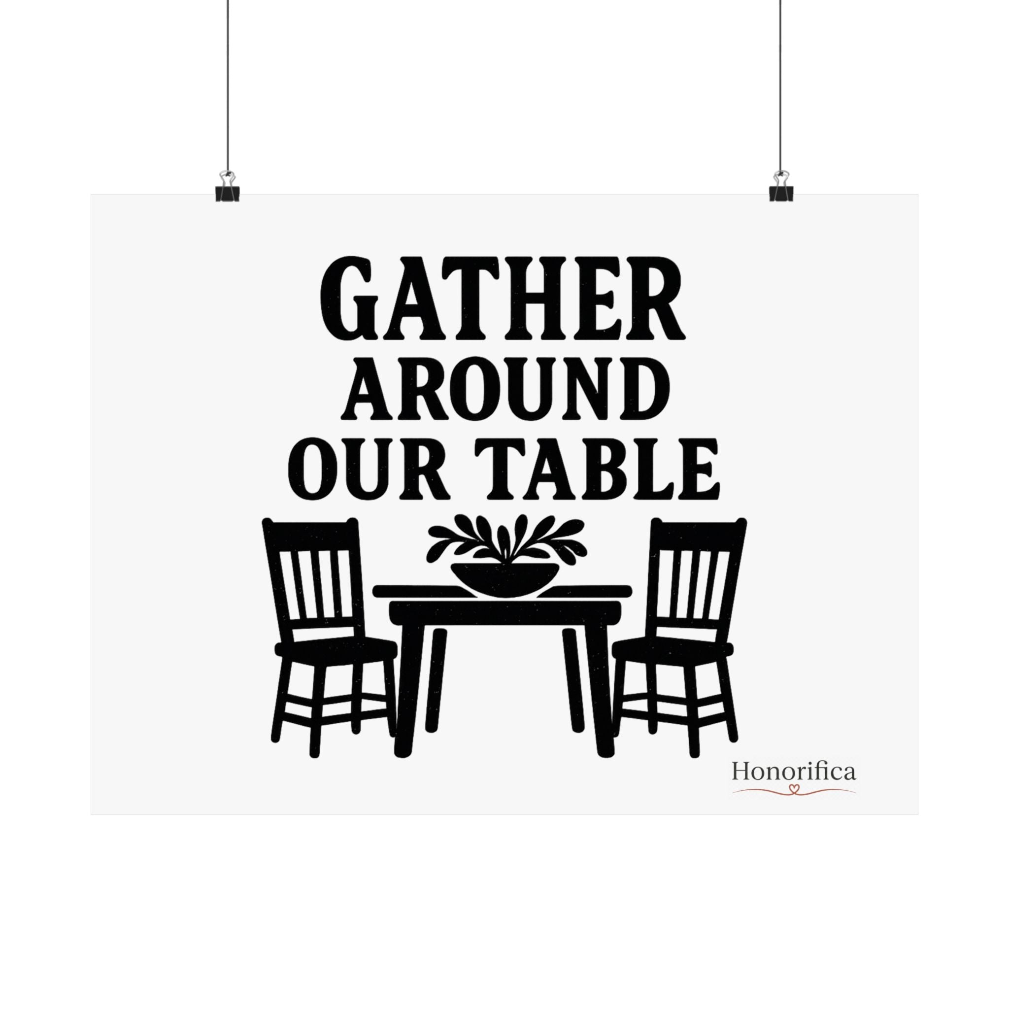 Gather Around Our Table Kitchen Wall Art, Farmhouse Kitchen Decor, Rustic Dining Room Wall Art, Housewarming Gift Poster
