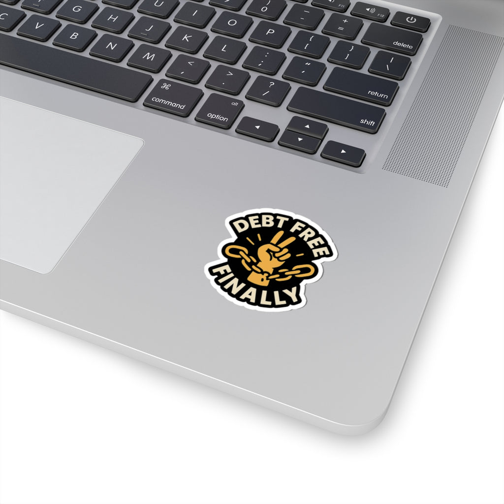 Debt Free Finally Sticker, Financial Freedom Victory Celebration, Broken Chains Money Milestone Achievement Gift Laptop Decal