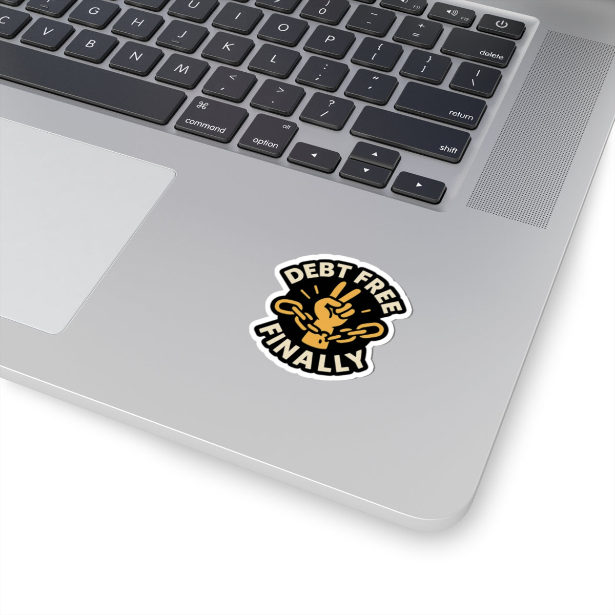 Debt Free Finally Sticker, Financial Freedom Victory Celebration, Broken Chains Money Milestone Achievement Gift Laptop Decal