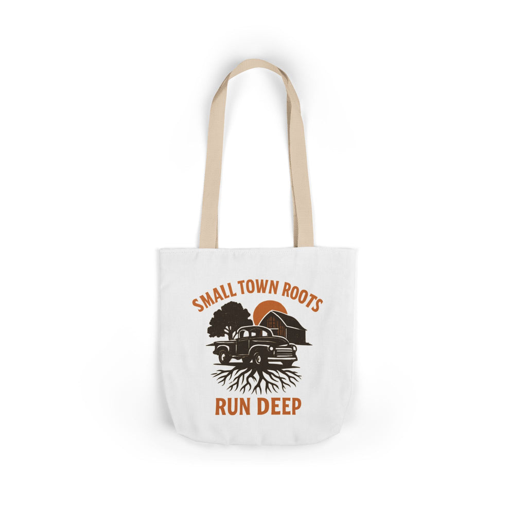 Small Town Roots Run Deep Tote Bag | Rural Heritage Pride Gift | Vintage Pickup Truck Barn Tote | Country Hometown Nostalgia Bag