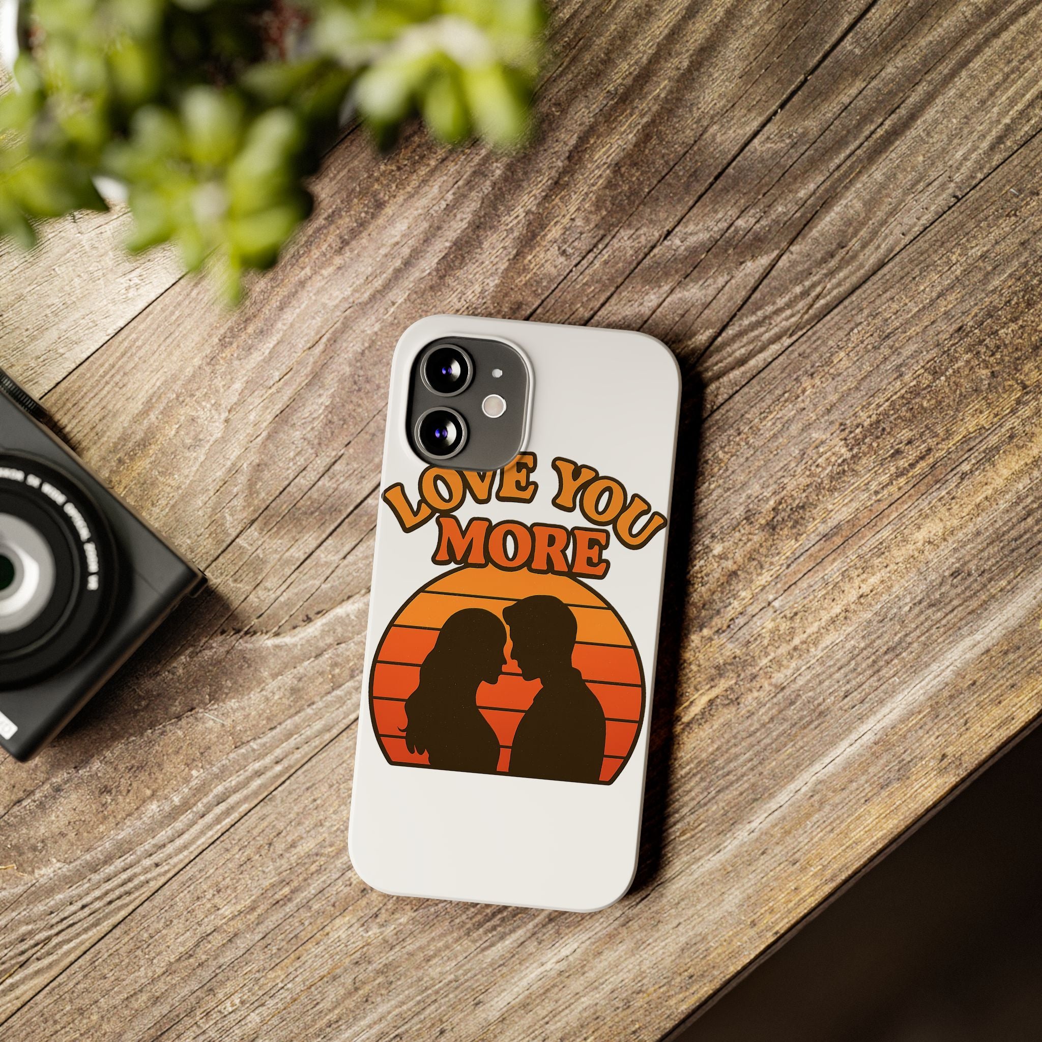 Love You More Phone Case Retro Sunset 70s Vintage Romantic Groovy Aesthetic Cute Couple Gift for Girlfriend Wife Anniversary