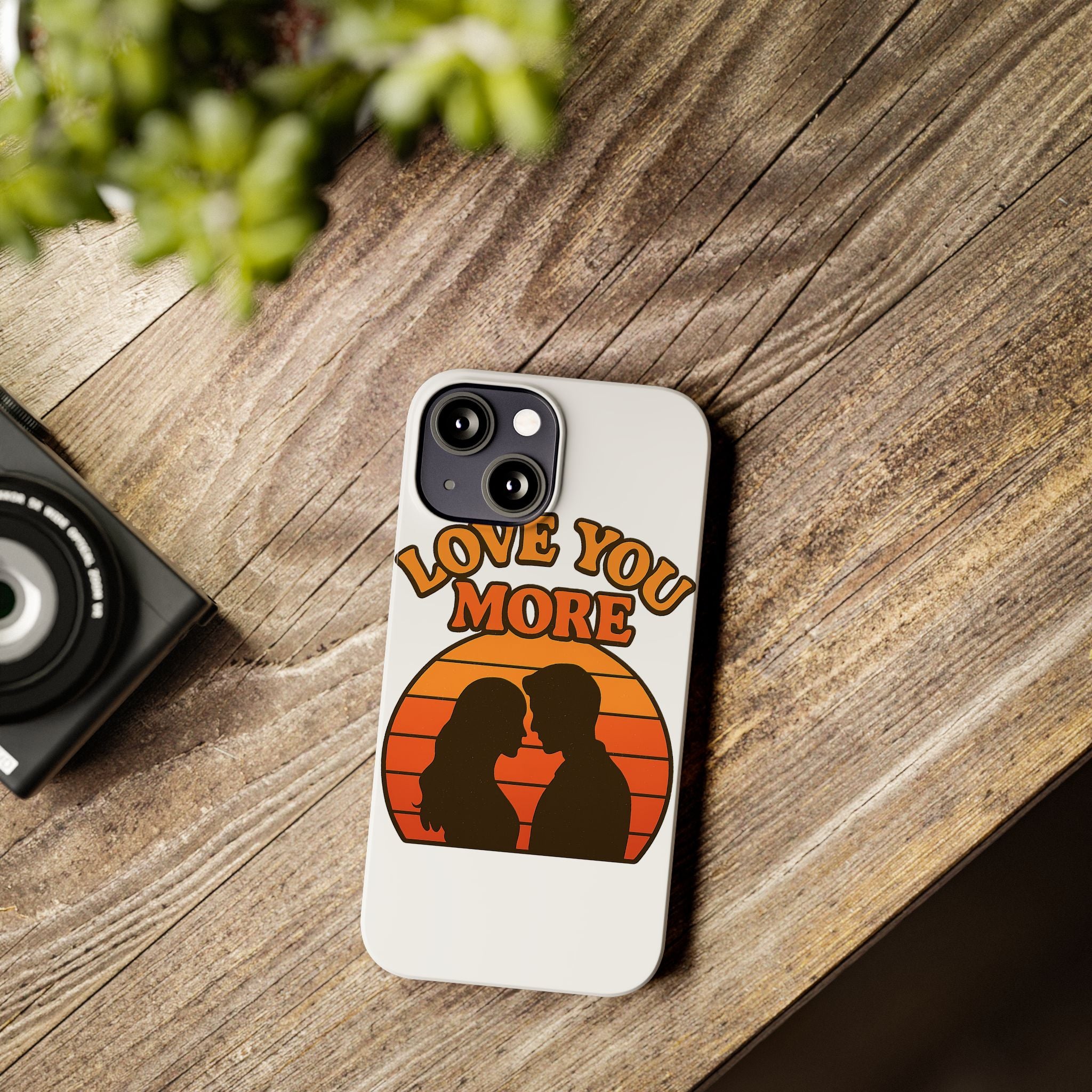 Love You More Phone Case Retro Sunset 70s Vintage Romantic Groovy Aesthetic Cute Couple Gift for Girlfriend Wife Anniversary