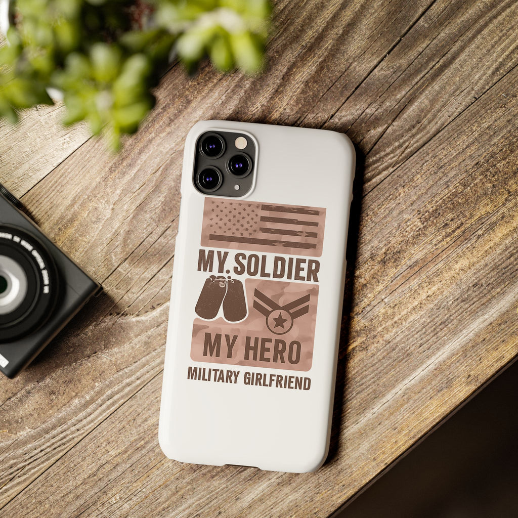 Military Girlfriend Phone Case Rose Gold Camouflage My Soldier My Hero Gift for Army Navy Air Force Girlfriend