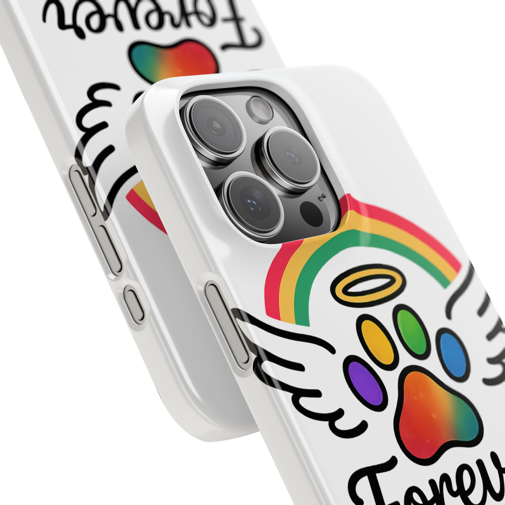 Rainbow Bridge Pet Memorial Phone Case Forever in My Heart Dog Cat Loss Sympathy Gift Remembrance Watercolor Paw Print Angel Pet